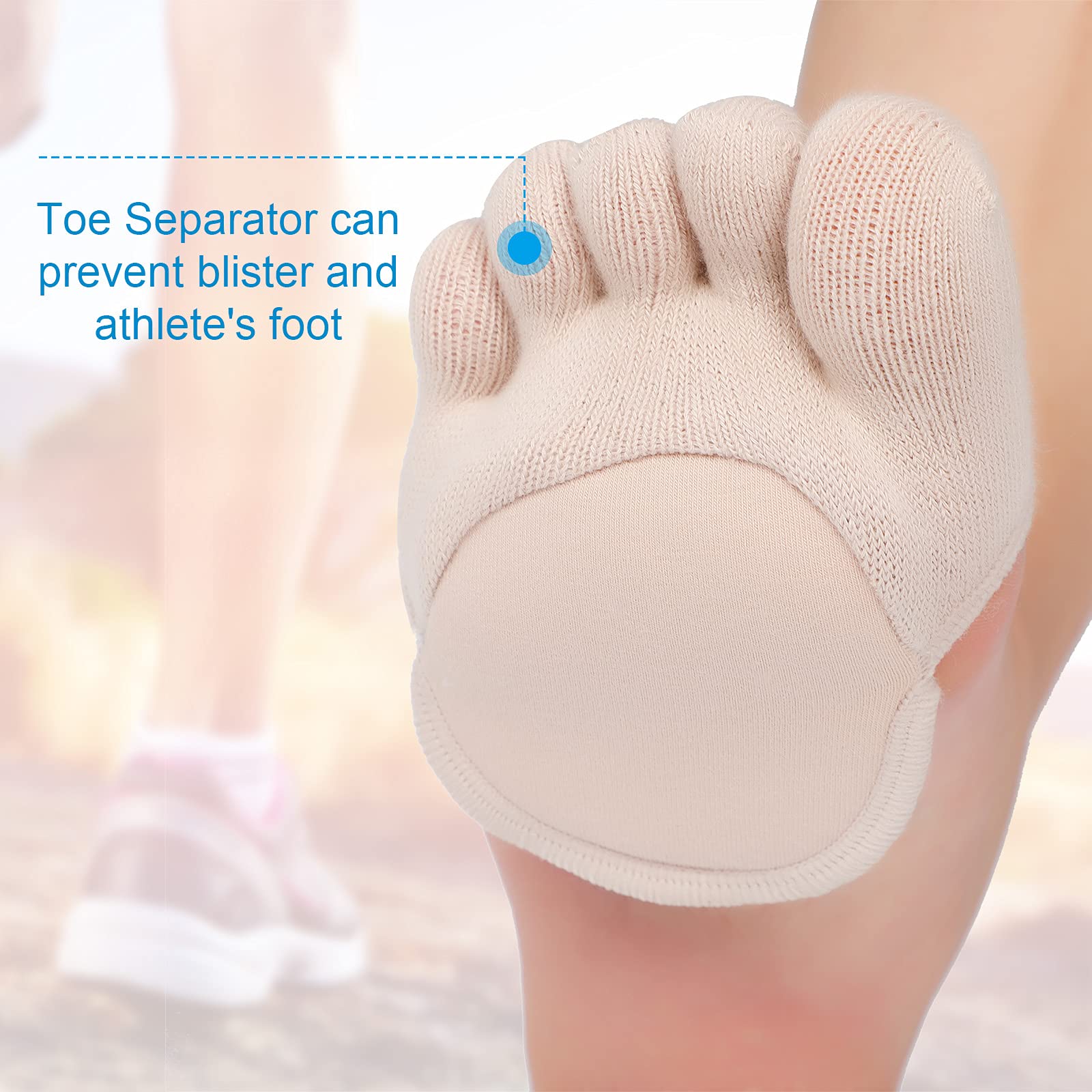 SATINIOR 6 Pairs Women's No Show Toe Separator Socks - Breathable Half Finger Liner Socks with Non-Slip Grip for Yoga, Running & Casual Wear