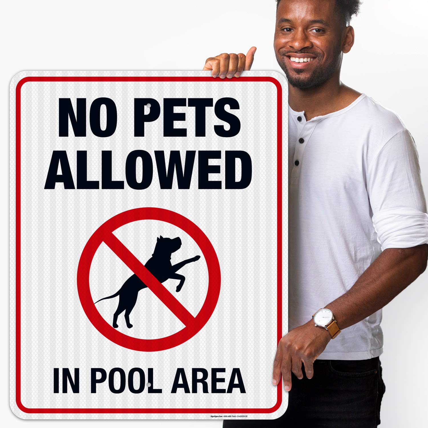 No Pets Allowed in Pool Area Sign - 24x30 Inch Reflective Aluminum Pool Sign with 3M EGP Coating | Durable .080 Aluminum, Fade Resistant for Indoor/Outdoor Use | Made in USA | Perfect for Community Pools, Hotels & Public Swimming Areas