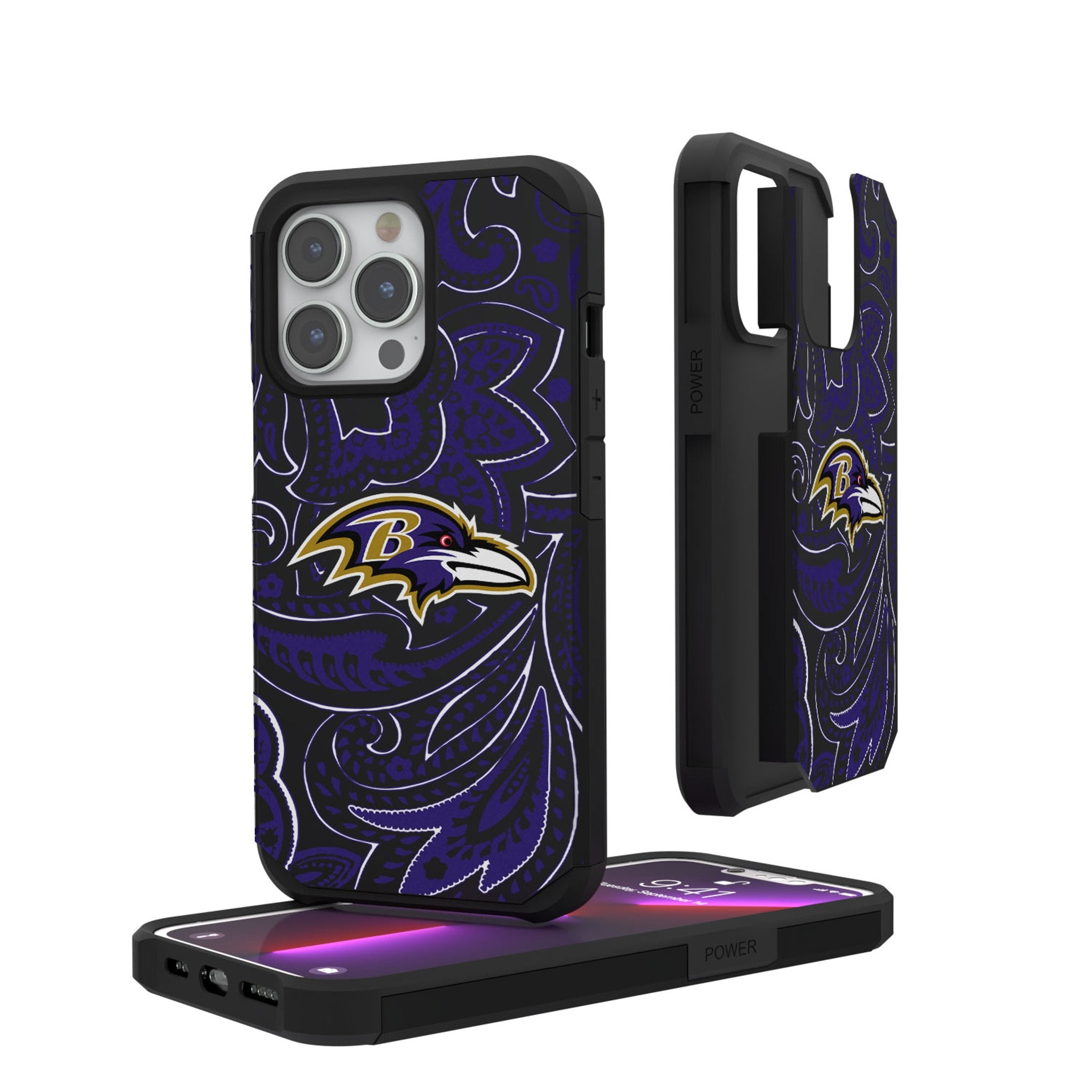 Baltimore Ravens Paisley Rugged Phone Case - Shockproof Protective Cover for iPhone & Samsung - Perfect for Football Fans & Game Day Protection