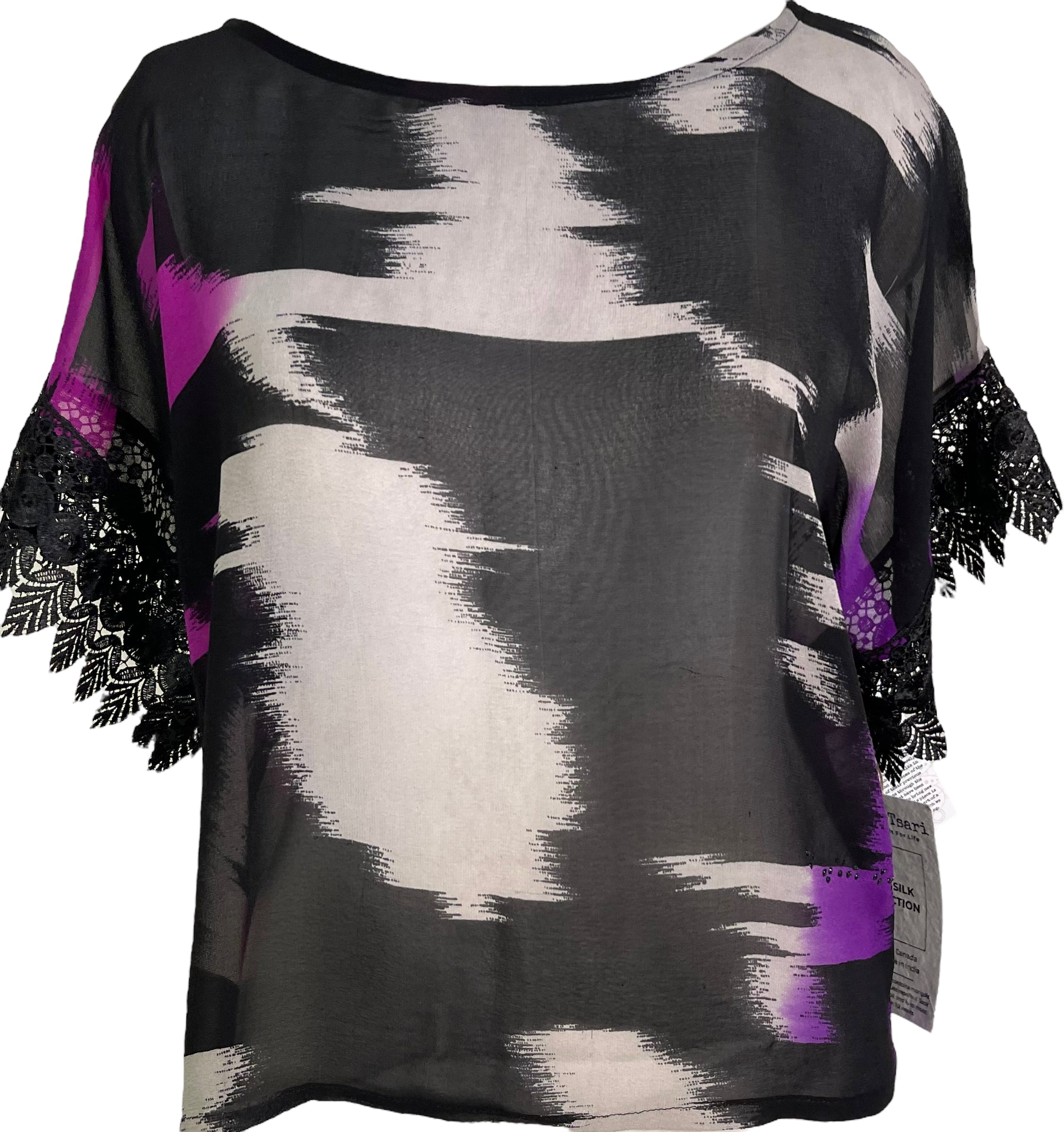 PRG6128 Wabi Sabi Sheer Silk Boxy Top - Lightweight & Breathable Women's Blouse for Casual Wear, Office & Special Occasions