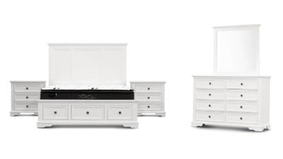 5-Piece King Bedroom Set with Dresser & Mirror - White | Modern Bedroom Furniture for Master Suite & Guest Room Decor