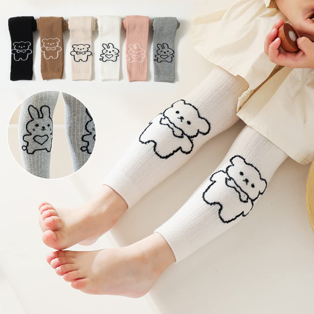 Sywwlov 5 Pack Baby Girls Leggings - Cute Cartoon Footless Tights for Toddlers, Soft Cable Knit Cotton Stockings - Perfect for Playtime, Daycare & Family Outfits