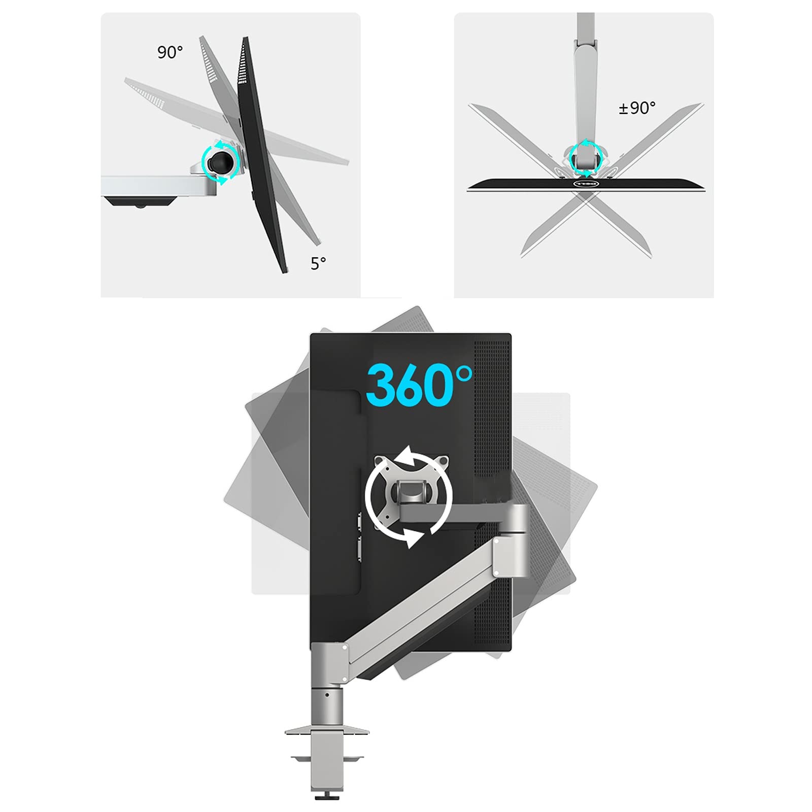 Adjustable Heavy Duty Single Monitor Desk Mount Stand - Ergonomic Robotic Arm for 22 to 43 Inch Flat/Curved Screens (Supports Up to 26.4lbs) - Perfect for Home Office, Gaming Setup & Workspace (White)