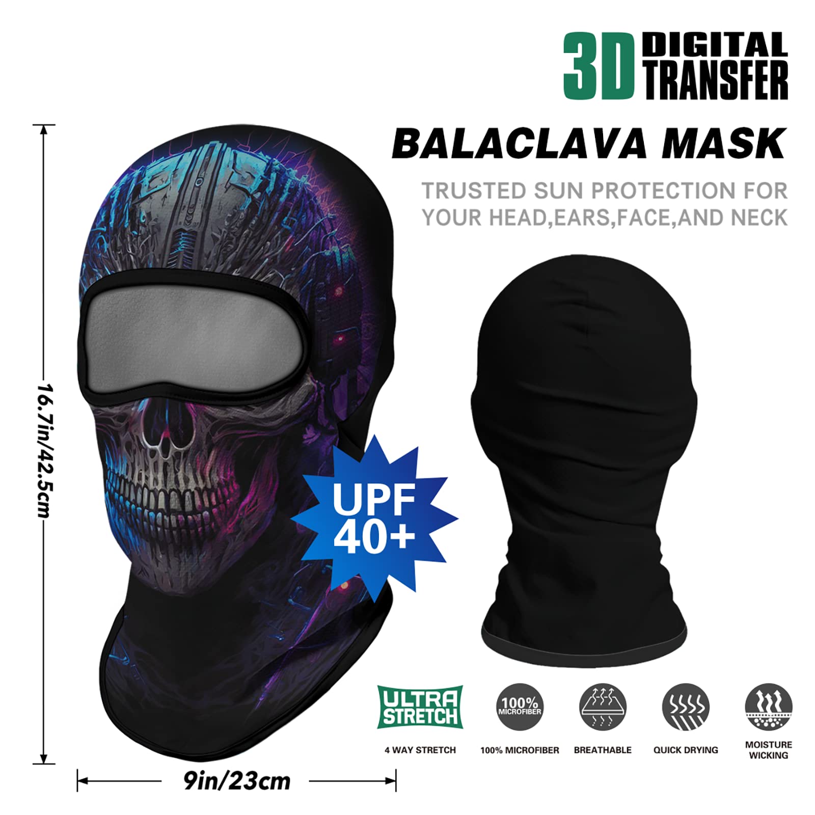 Venswell 3D Skull Balaclava Ski Mask - Warm Full Face Cover for Winter Sports, Motorcycle Riding & Halloween Costumes | Windproof Cold Weather Gear for Skiing, Snowboarding & Outdoor Activities