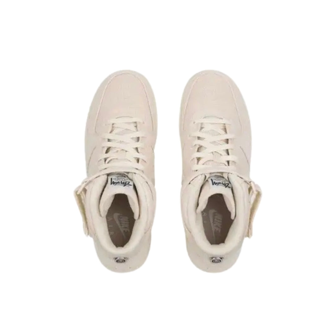 Nike x Stussy Air Force 1 '07 Mid SP Fossil Sneakers - Limited Edition Men's Basketball Shoes for Streetwear & Casual Wear
