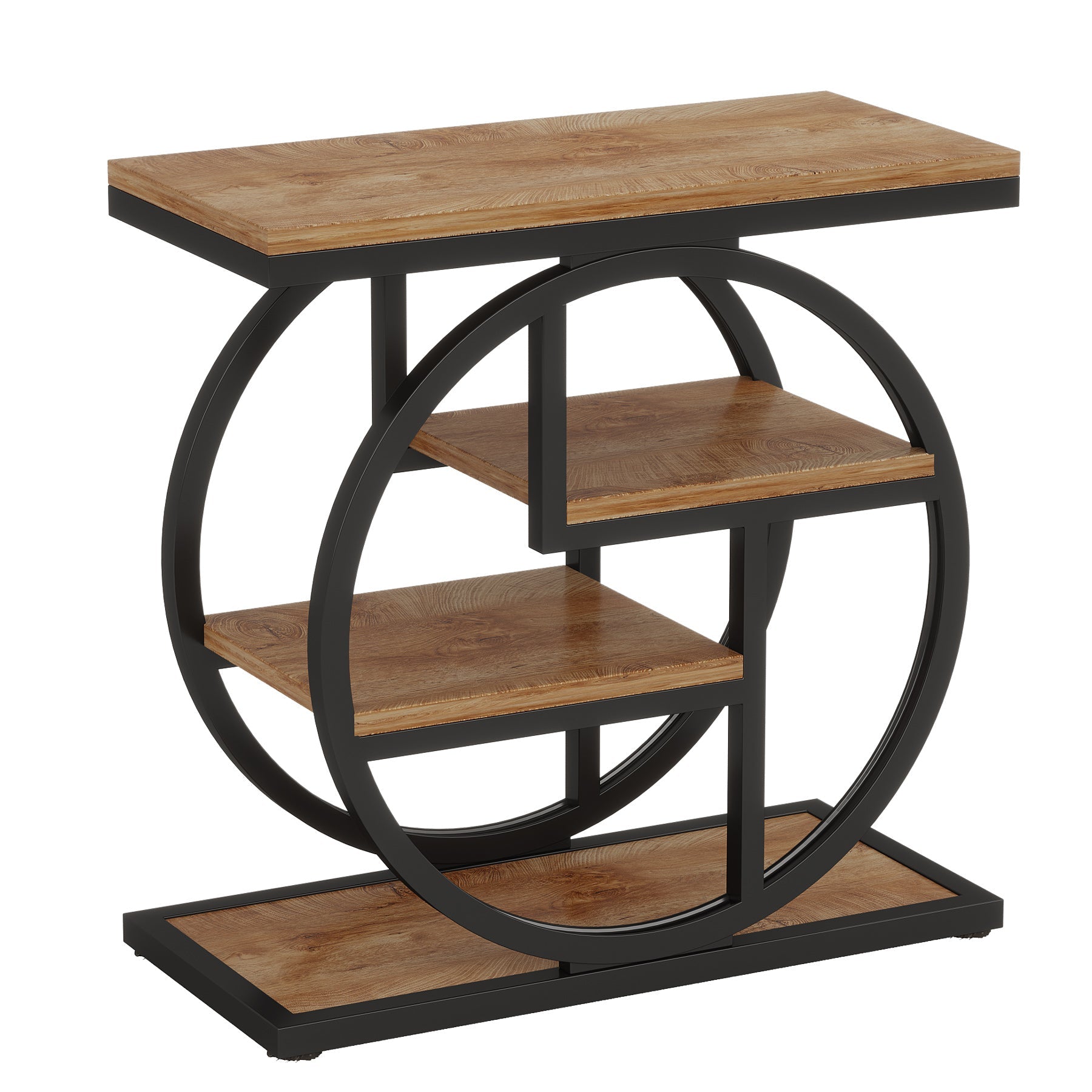 4-Tier Wooden End Table with Storage Shelves - Modern Side Table for Living Room, Bedroom & Office - Perfect for Organizing Books, Plants & Decor