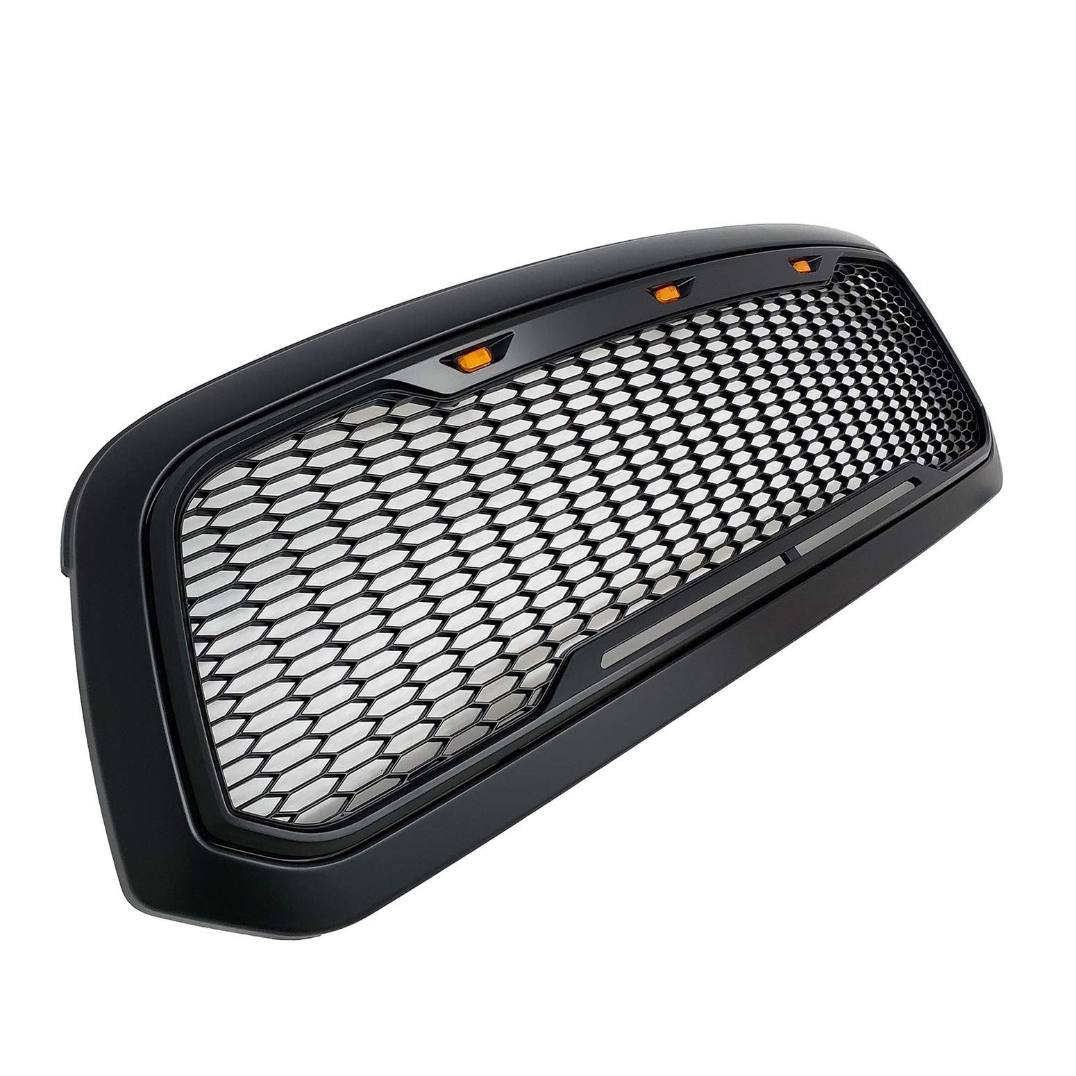 Paragon Matte Black Honeycomb Mesh Front Grille for 2013-2018 Dodge Ram 1500 (Includes 2019 Classic Models) - 3 LED Lights, Durable Replacement Grill for Off-Road & Truck Customization - Perfect for Off-Roading, Truck Shows & Daily Driving Upgrades