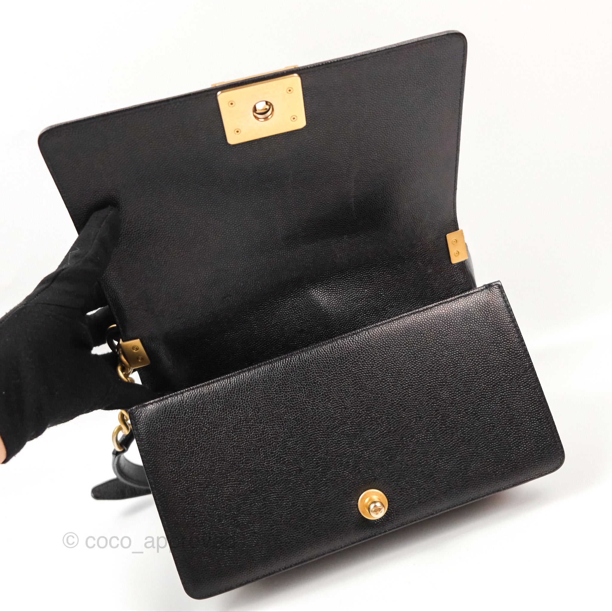 Chanel Chevron Medium Boy Bag in Black Caviar Leather with Aged Gold Hardware - Luxury Crossbody Bag for Women, Perfect for Evening Events & Parties