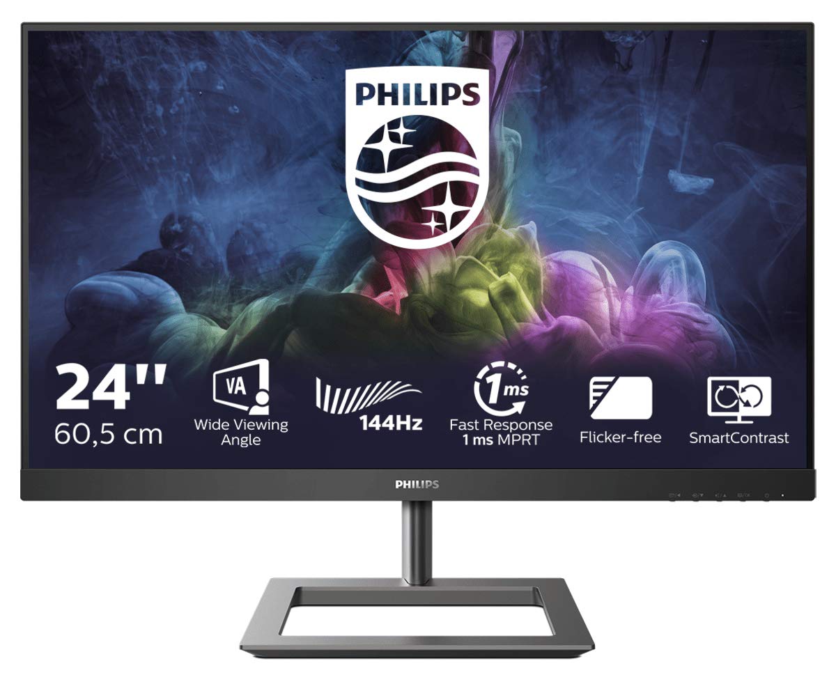 Philips 242E1GAJ 24-inch FHD Gaming Monitor - 144Hz Refresh Rate, 1ms Response Time, AMD FreeSync Premium, 1920x1080 Resolution (HDMI, DisplayPort) - Black | Perfect for Competitive Gaming, Home Office & Entertainment