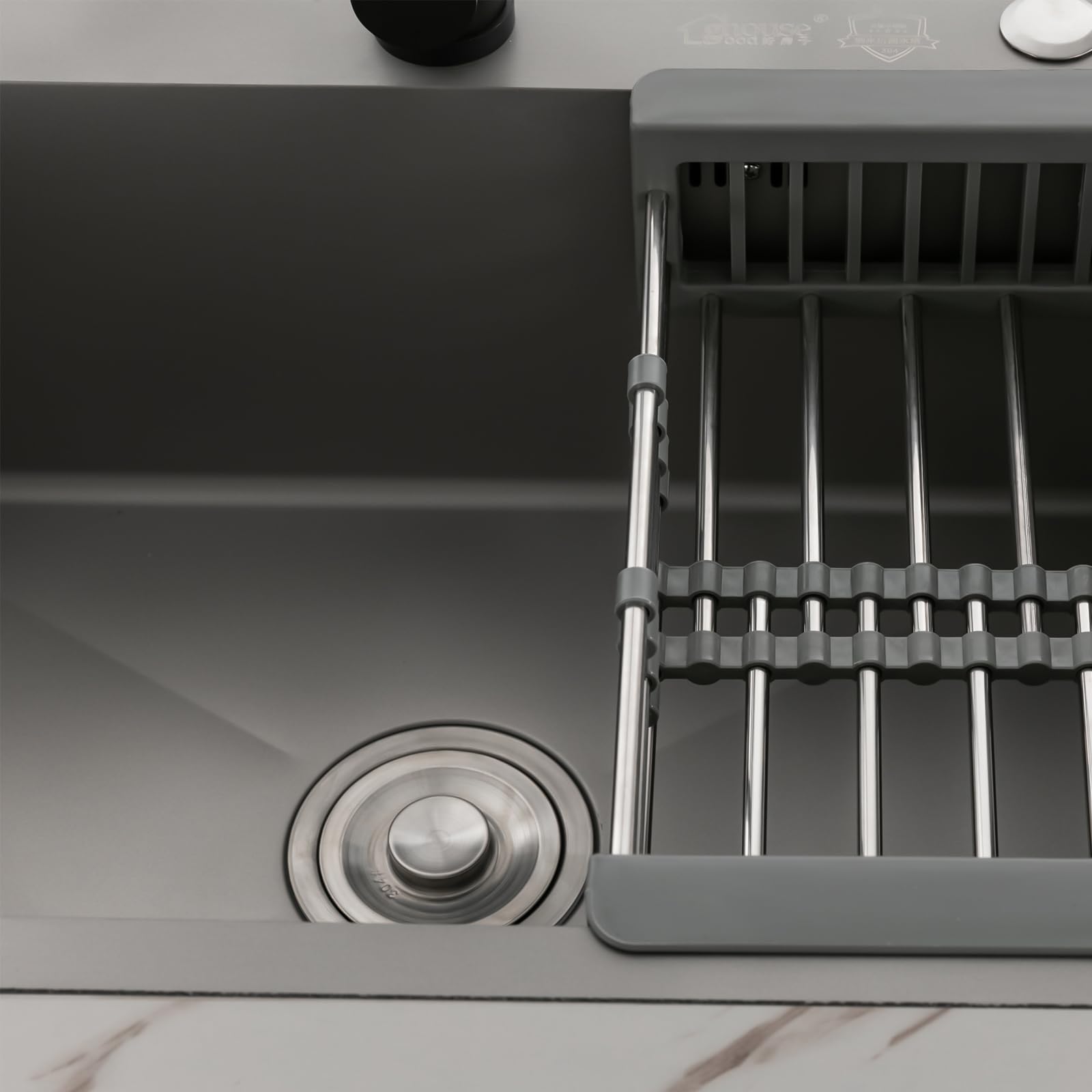 23.62 Inch Stainless Steel Laundry Sink with Cabinet & Pull-Out Sprayer Faucet - White Utility Sink for Laundry Room, Bathroom, Kitchen & Basement - Perfect for Washing Clothes, Cleaning Pets & Household Chores