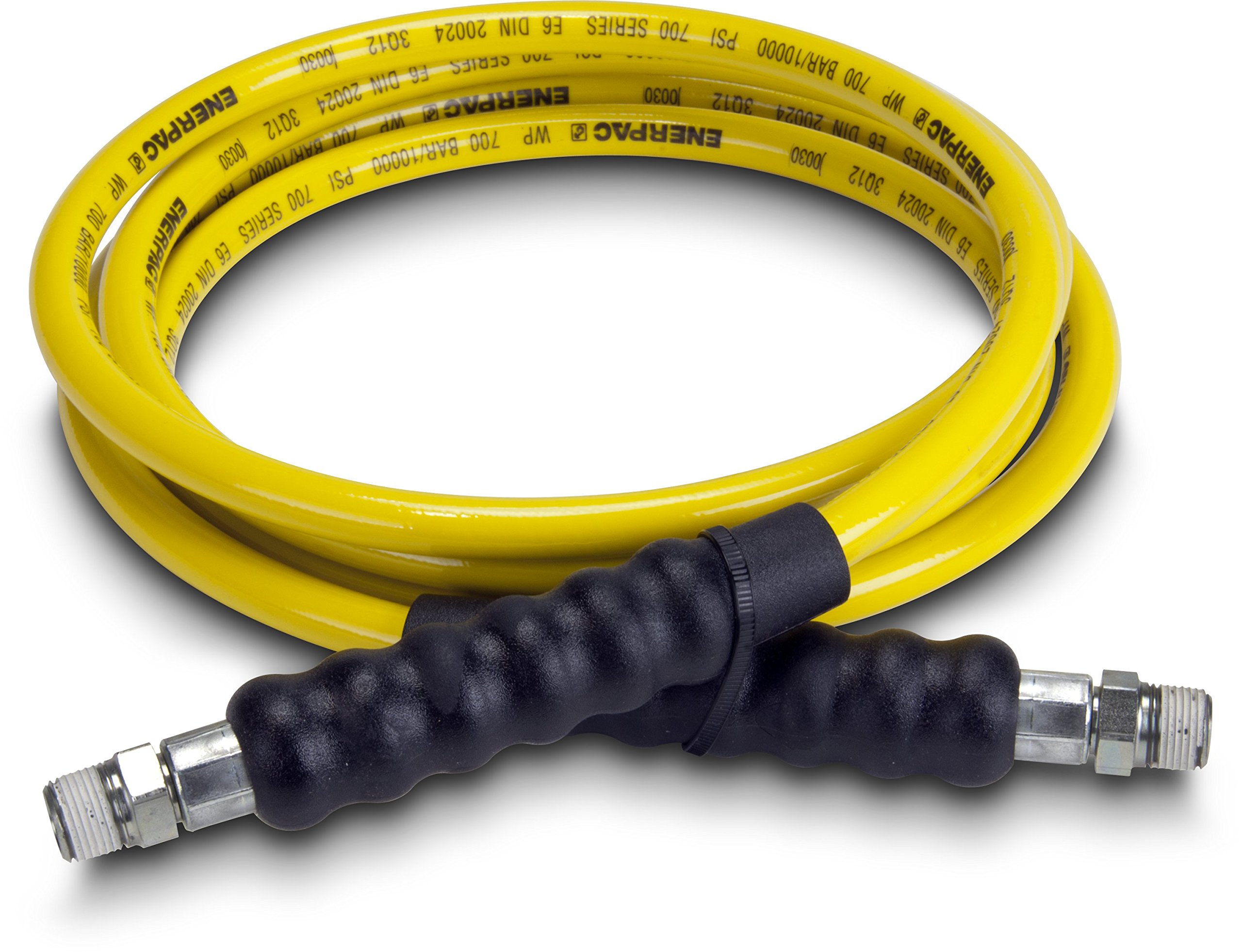 Enerpac H7210 700 Series High Pressure Hydraulic Hose - 10 Foot Length, 1/4 Inch Diameter, Yellow | Industrial Hydraulic Tools & Equipment for Construction, Manufacturing & Heavy Machinery Maintenance