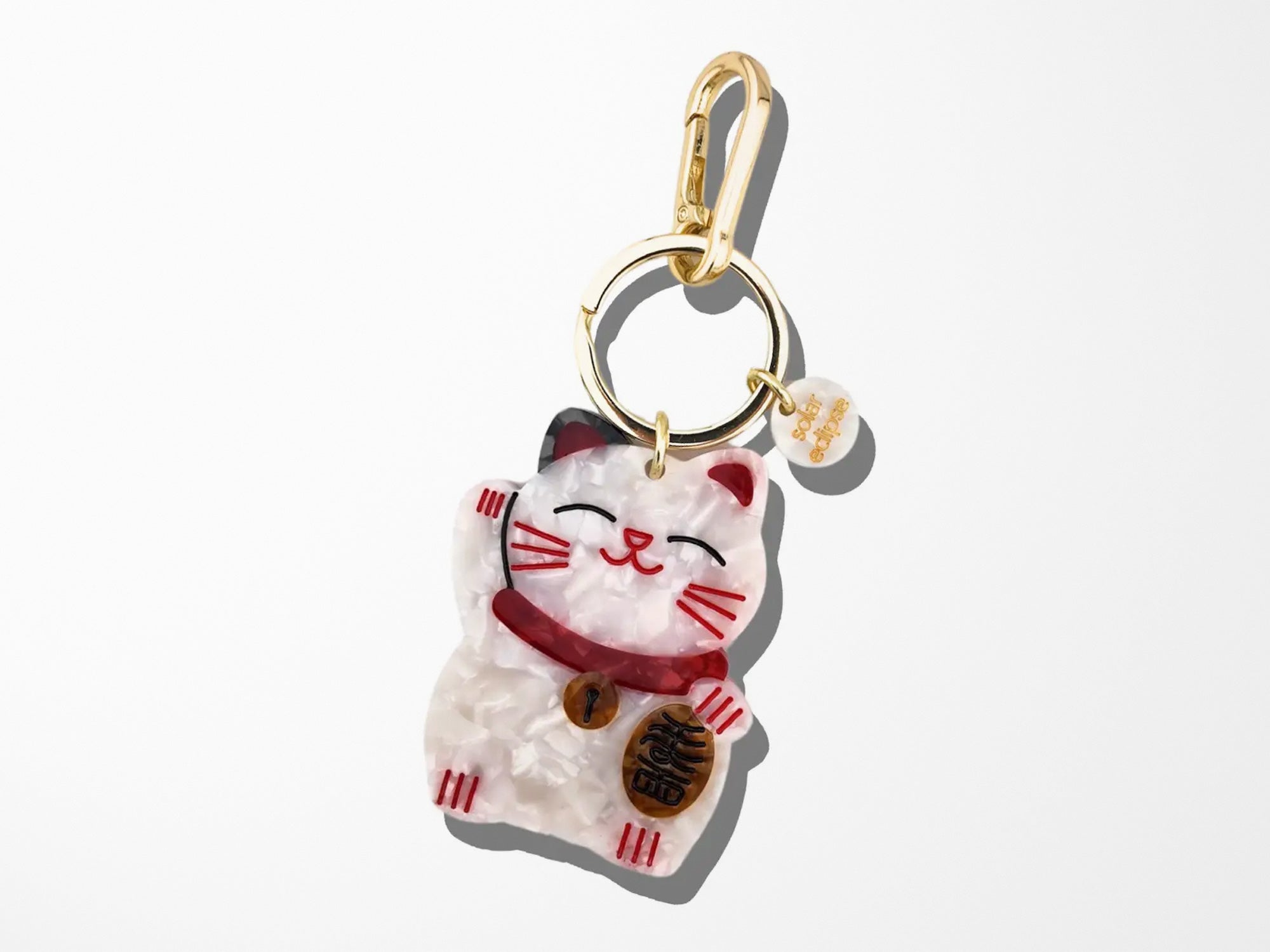 Lucky Cat Keychain & Bag Charm - Japanese Maneki Neko Good Luck Pendant for Keys, Purses, Backpacks (Perfect Gift for Cat Lovers, Travel Accessory, Everyday Carry)