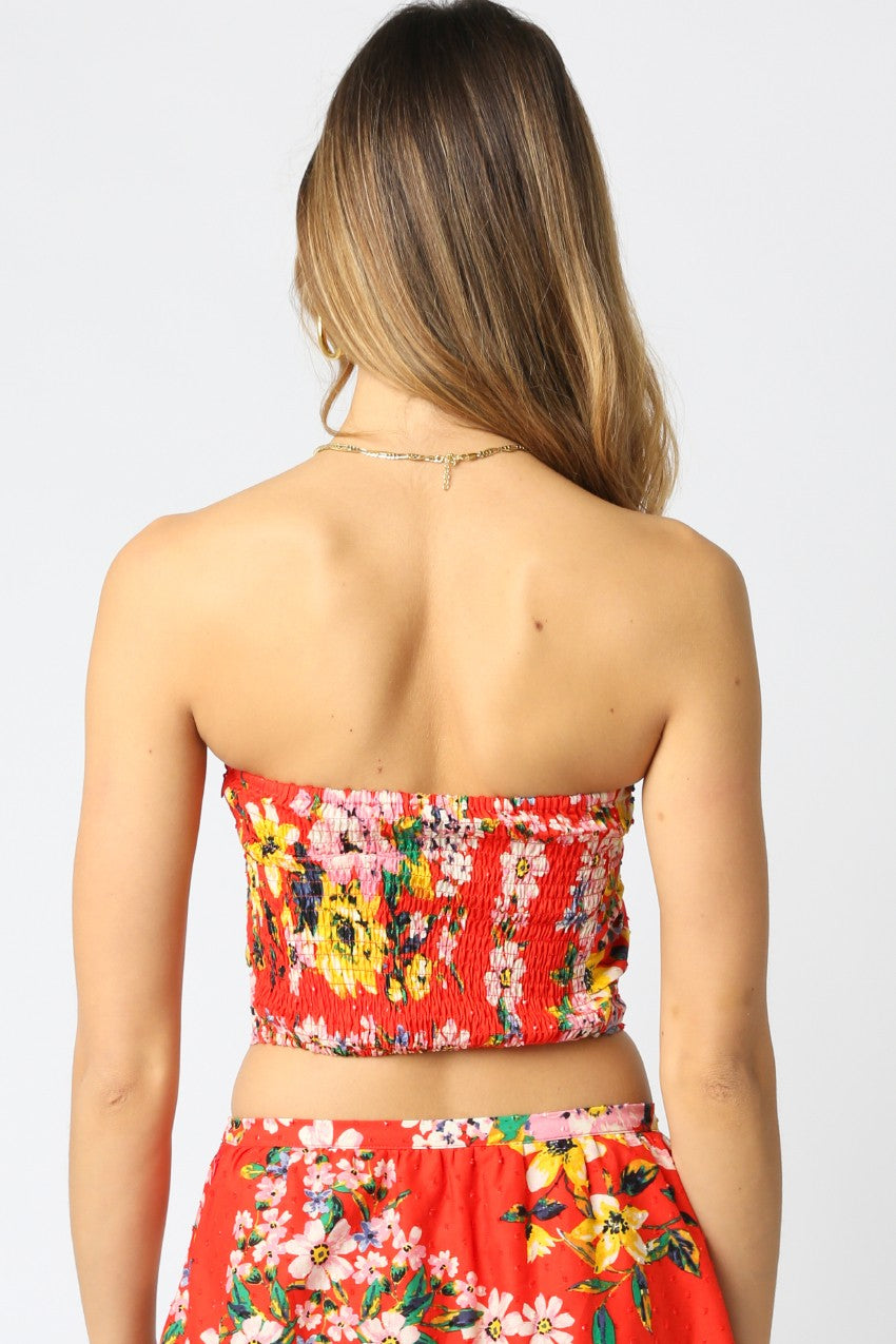 Floral Print Tube Top for Women - Stretchy Summer Crop Top, Boho Beachwear, Music Festival Outfit, Yoga & Casual Wear