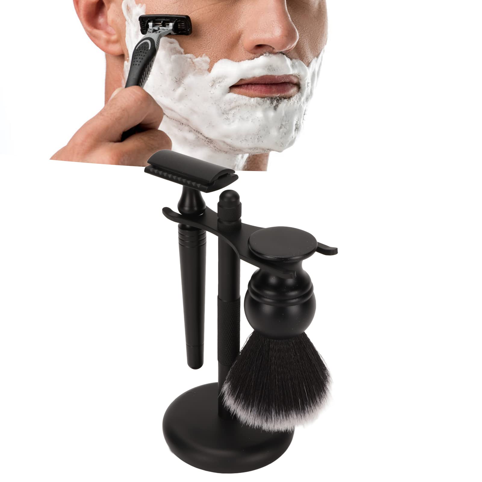 Premium Safety Razor Shaving Kit for Men - 3-Piece Grooming Set with Stainless Steel Razor, Shaving Brush & Stand Holder - Perfect Gift for Boyfriend, Father, Husband - Ideal for Wet Shaving & Beard Care Routine