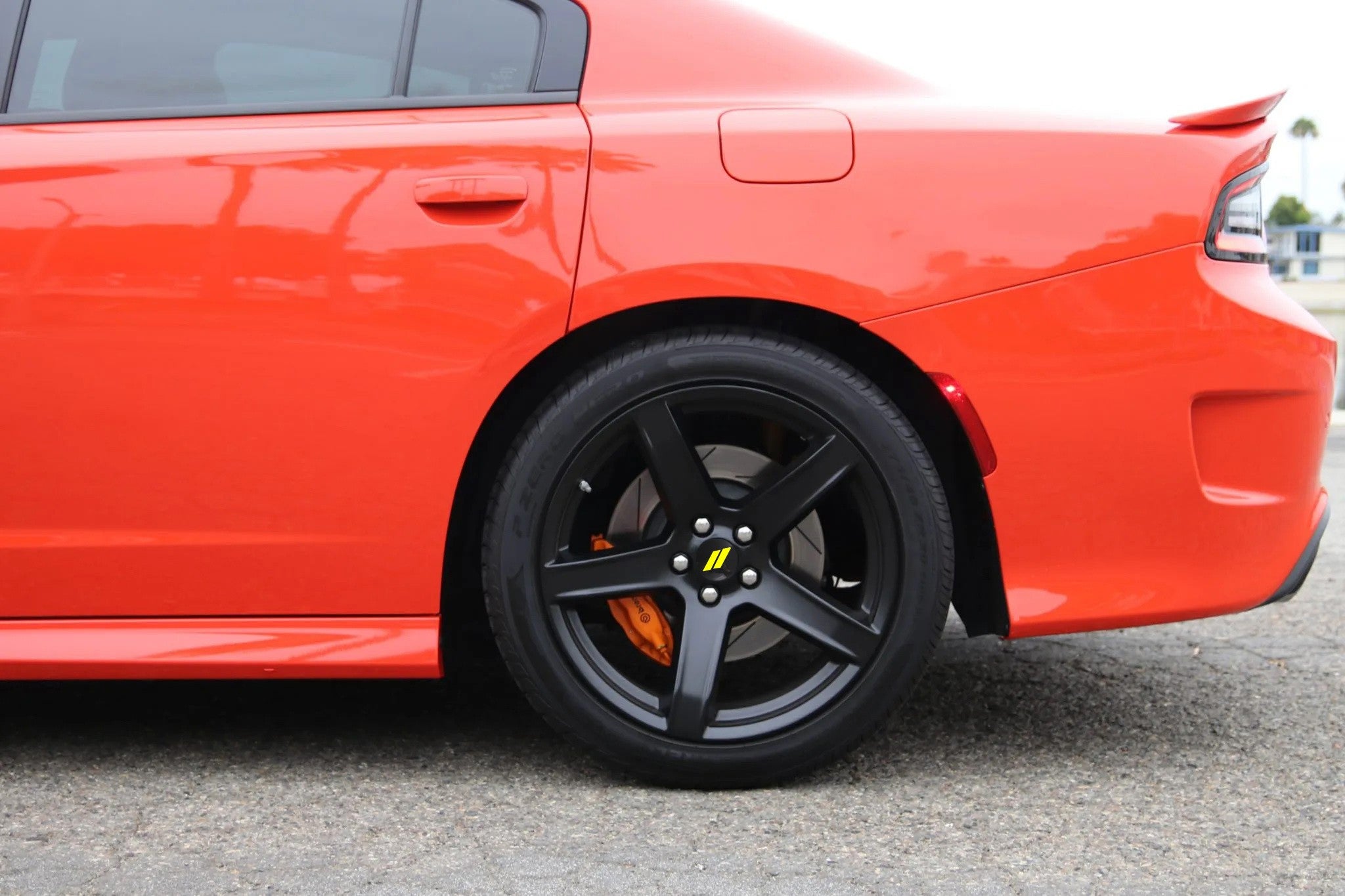 4-Piece 63mm Yellow Slash Wheel Center Caps for Dodge Charger, Challenger, Durango - Upgrade Your Ride's Style (Fits 2005-2023 Models) - Perfect for Car Shows & Custom Wheel Protection