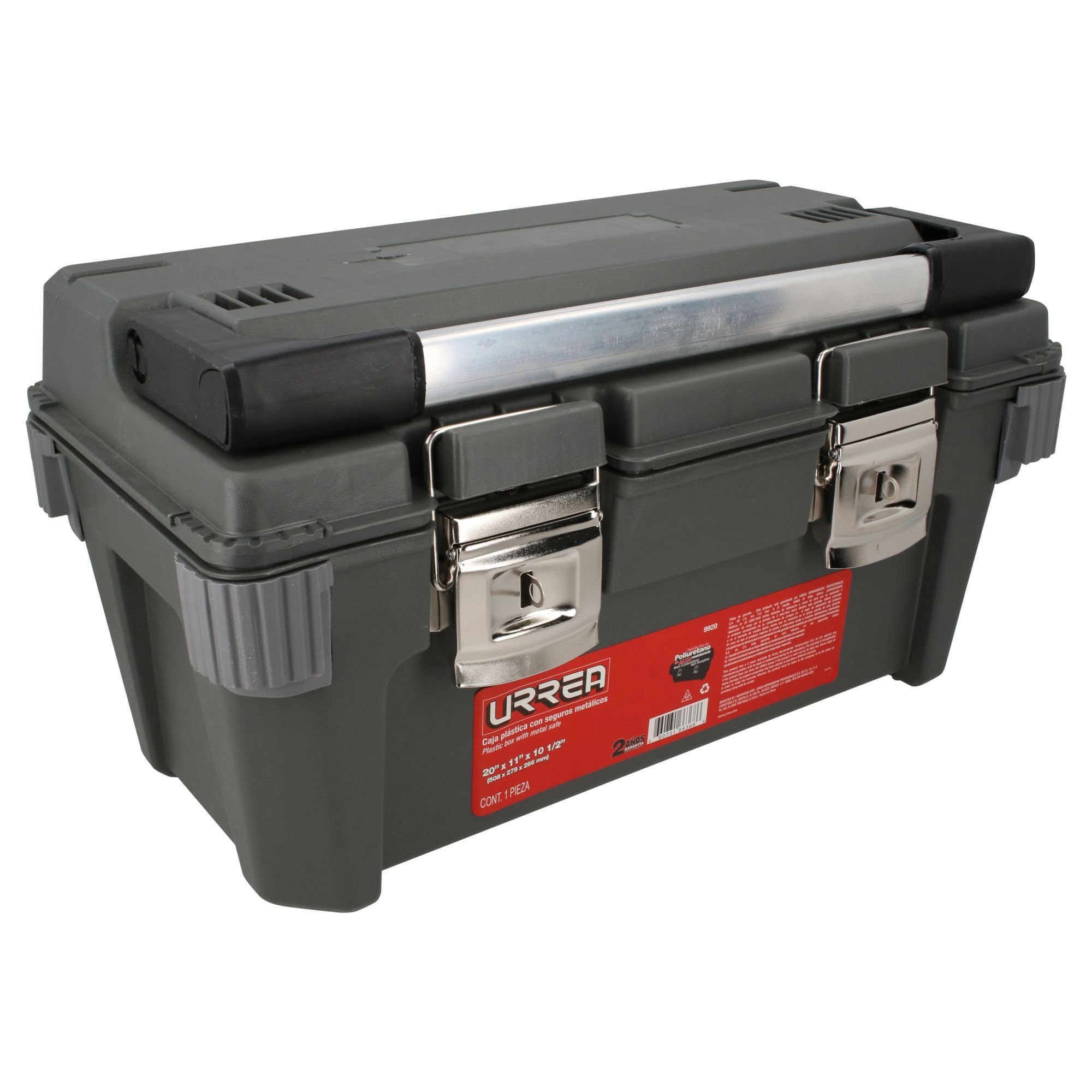Urrea 9920 19-5/8-Inch X 10-7/8-Inch Heavy Duty Plastic Tool Box - Perfect for Construction, Automotive & Home DIY Projects