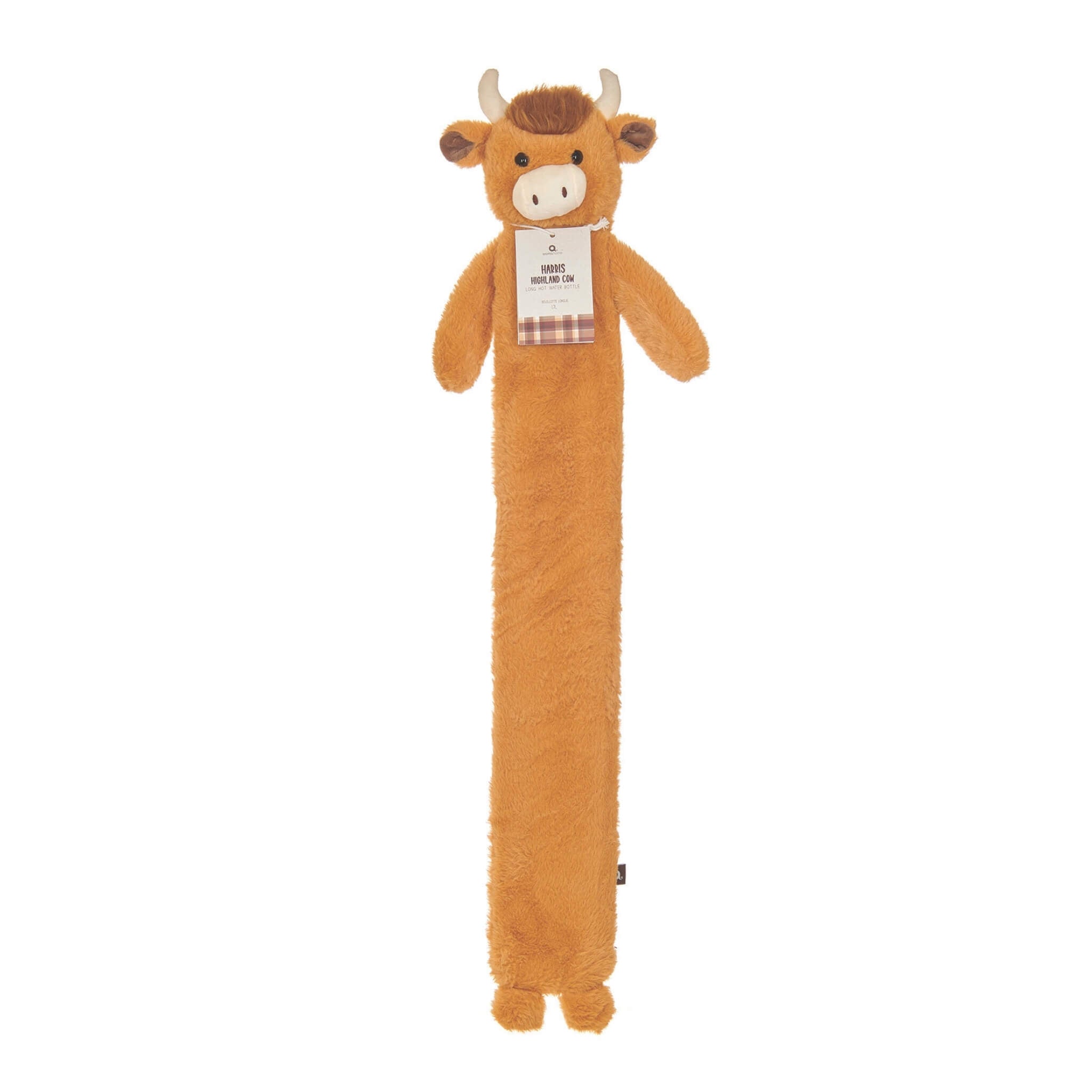 1.7L Long Hot Water Bottle with Harris The Highland Cow Cover - Warm & Cozy for Winter Nights, Period Pain Relief, and Bedtime Comfort