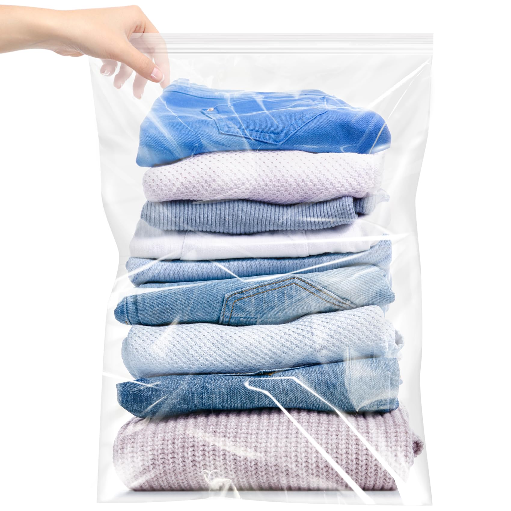 5 Gallon Large Clear Plastic Zipper Storage Bags - 18x24 Inches Reclosable Heavy Duty Bags (12 Pack) for Food Storage, Organization & Travel Packing
