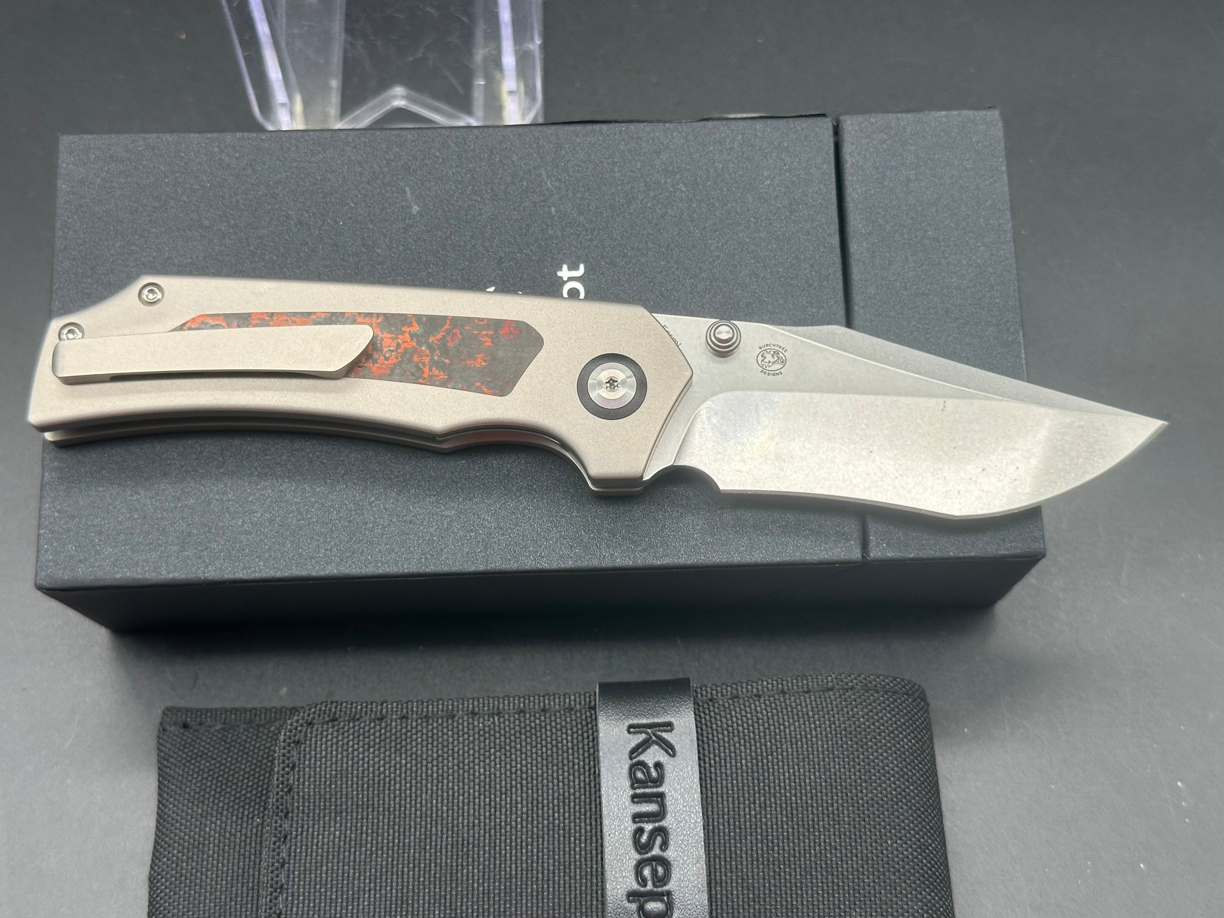 KANSEPT FERMI Folding Knife with FatCarbon Mars Valley Carbon Fiber Handle - EDC Pocket Knife for Outdoor, Camping, and Everyday Carry