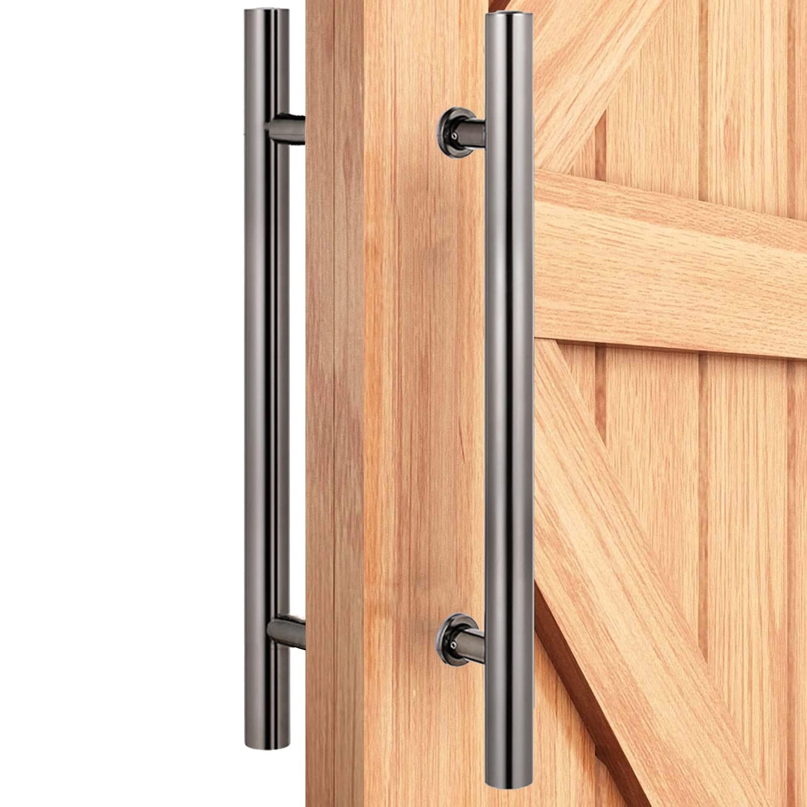 YYSS Sliding Barn Door Handle Set - Stainless Steel Push Pull Bar with Hardware for Interior & Exterior Glass & Wooden Doors - Black, 60in-120cm - Perfect for Modern Farmhouse, Loft & Office Spaces