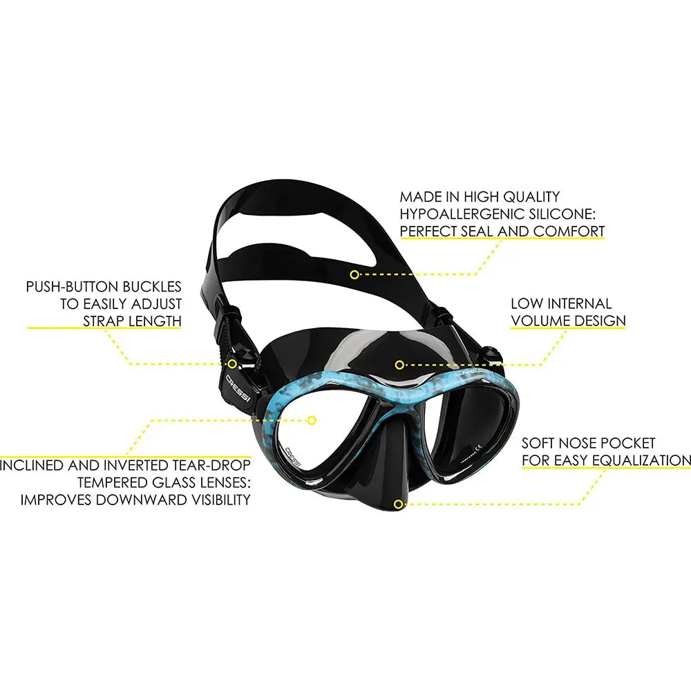 Cressi Metis Scuba Diving Mask with Free Snorkel Set - Professional Snorkeling Gear for Ocean Exploration & Underwater Adventures