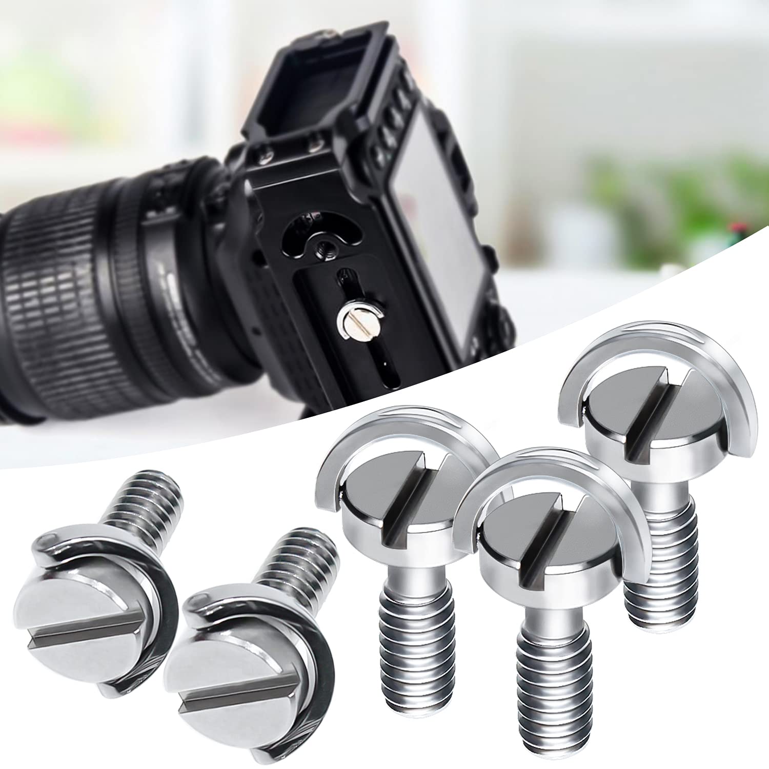 1/4 Inch Stainless Steel Camera Mounting Screws (5-Pack) - Durable Tripod & Tray Fasteners for DSLR, Mirrorless & Video Cameras - Perfect for Photography, Videography & Studio Equipment Setup