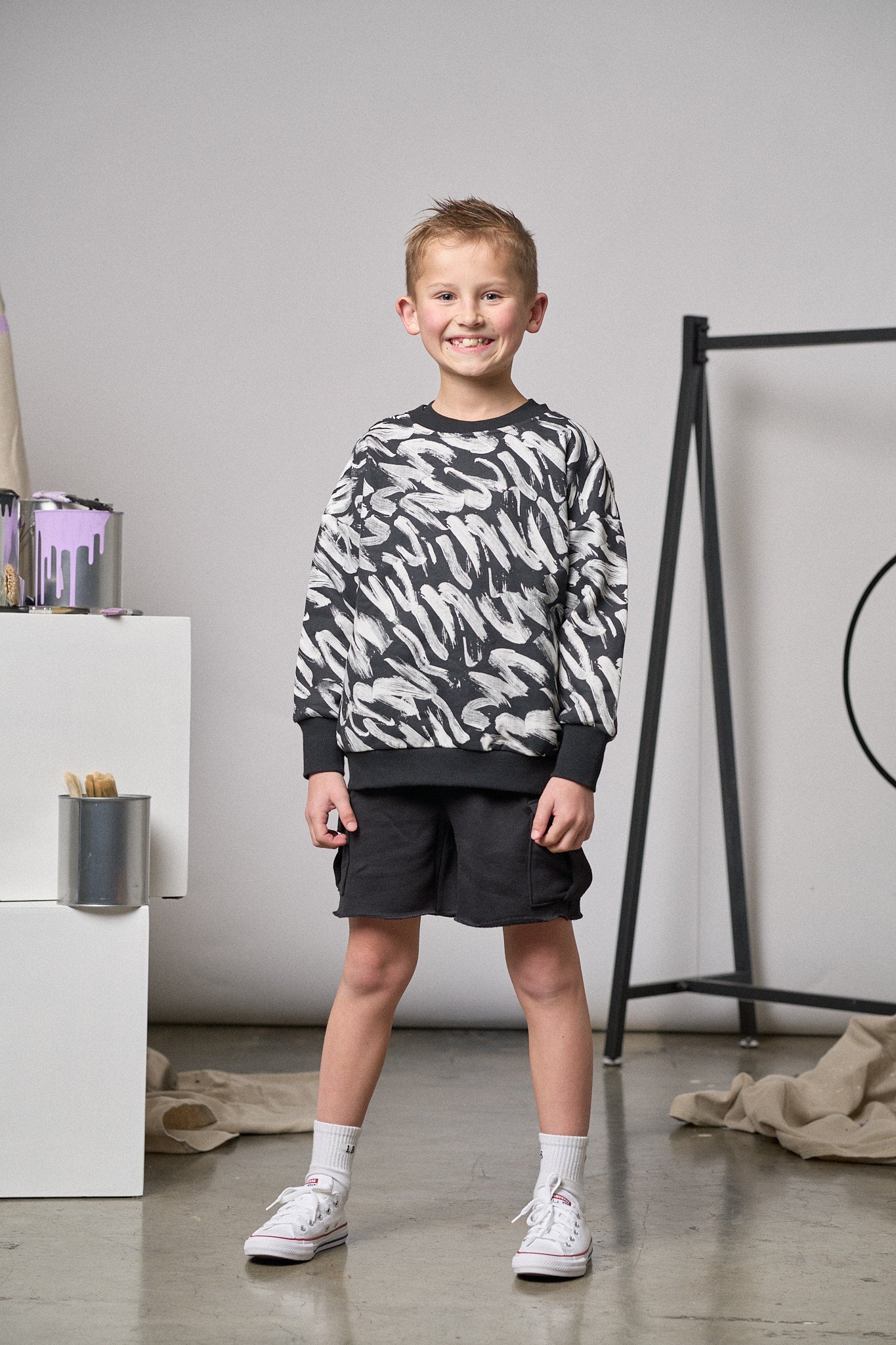 Brush Stroke Crewneck Sweatshirt - Black | Stylish Casual Pullover for Men & Women | Perfect for Everyday Wear, Outings & Layering