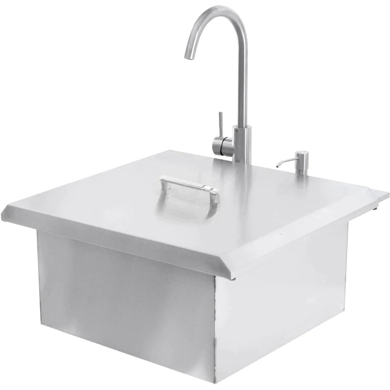 NorCal 260 Series 21 Inch Stainless Steel Commercial Drop-In Bar Sink with Hot and Cold Faucet - Perfect for Outdoor Bars, Restaurants, and Food Service Areas