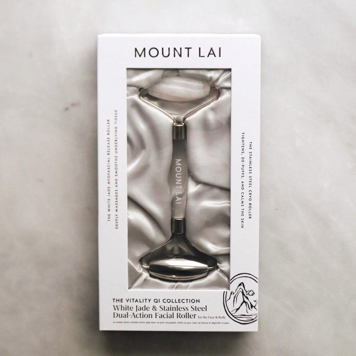 Vitality Qi White Jade & Stainless Steel Dual Action Facial Roller for Skin Tightening, Wrinkle Reduction & Lymphatic Drainage - Perfect for At-Home Spa & Skincare Routine