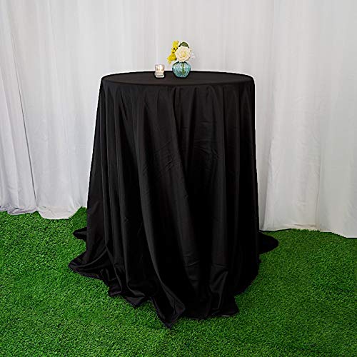 BalsaCircle Halloween Party Tablecloth - 10 Pack 120 Inch Round Black Washable Polyester Table Cover for Dining, Kitchen, Events & Party Decorations - Perfect for Halloween, Thanksgiving, Christmas & Birthday Celebrations