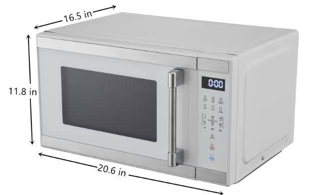 1.1 Cu. ft. 1000W Compact Microwave Oven - Stainless Steel White - 20.6 x 16.5 x 11.8 Inches - Perfect for Small Kitchens, Dorms & Office Spaces