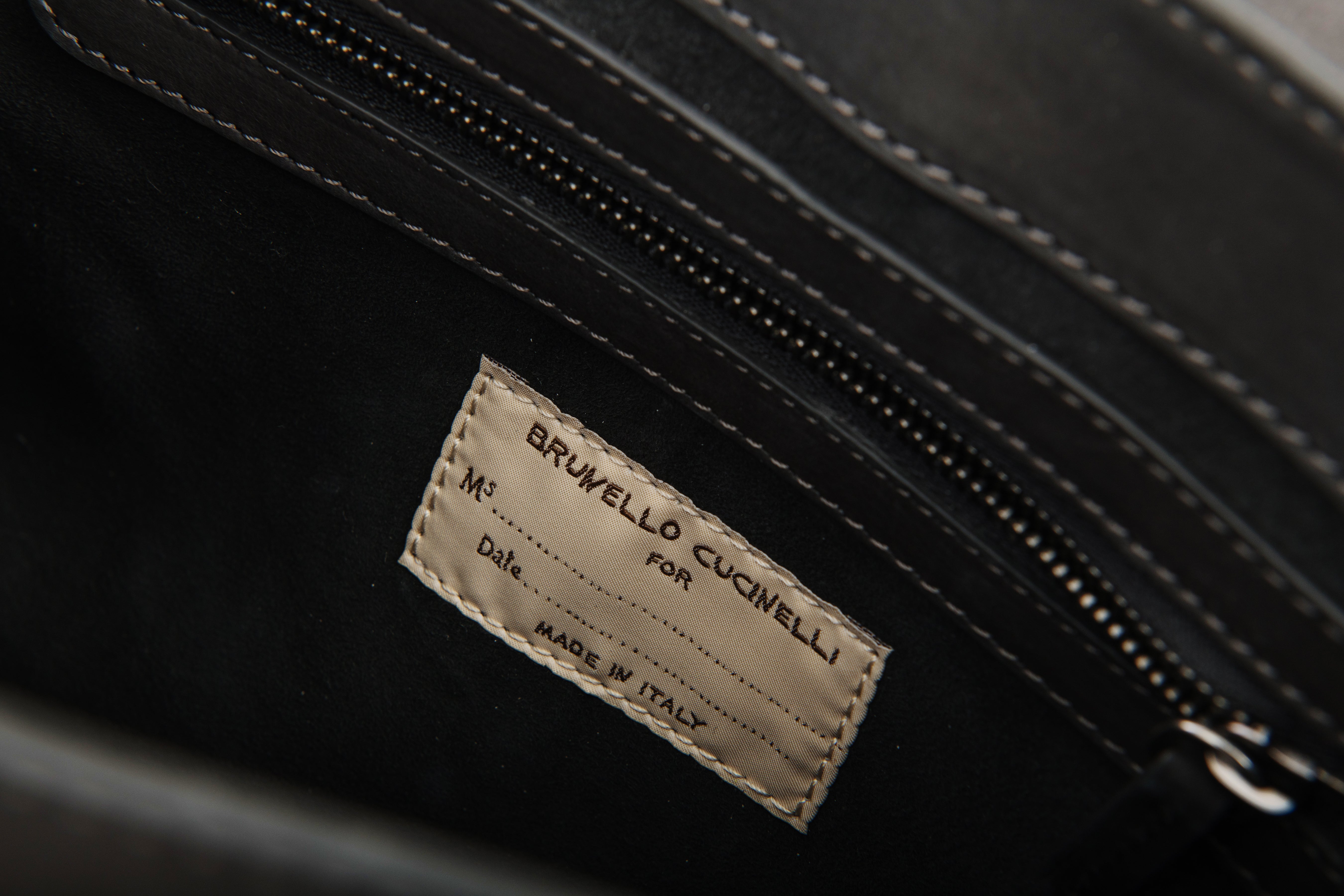 Brunello Cucinelli Genuine Nubuck Leather Messenger Bag for Men - Gray Crossbody Bag with Handcrafted Copper Beaded Strap | Perfect for Work, Travel & Everyday Use