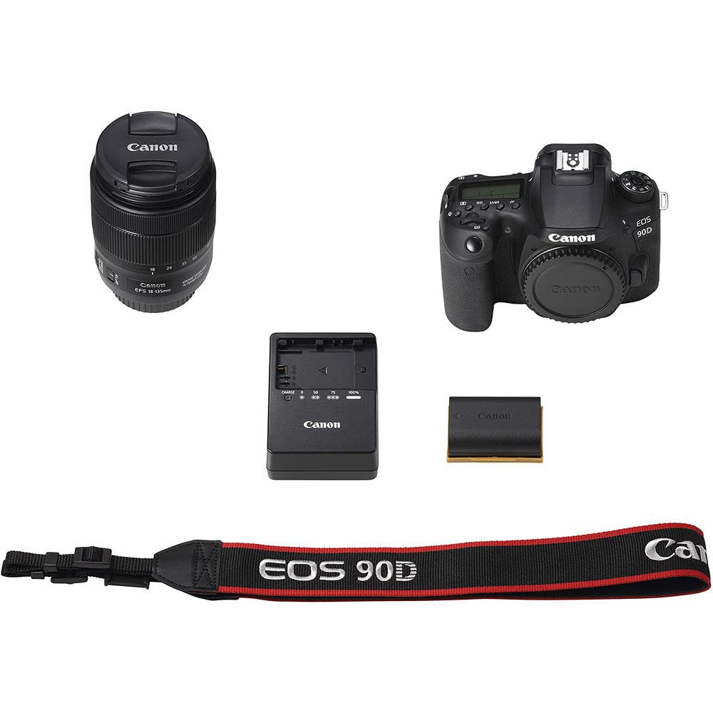 Canon EOS 90D DSLR Camera Bundle with 18-135mm Lens (Renewed) - 4K Video, Pro Audio Kit, 128GB Memory, Tripod & Corel Software - Perfect for Vlogging, Travel Photography & YouTube Content Creation