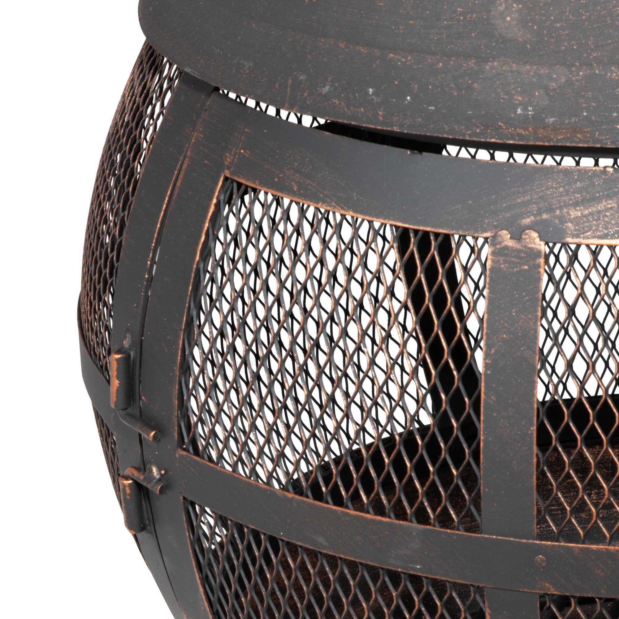 Deluxe 360° Chiminea Fire Pit Outdoor Heater with Fire Poker & Cover - Antique Bronze Finish DG241 for Patio, Garden, Backyard & Camping