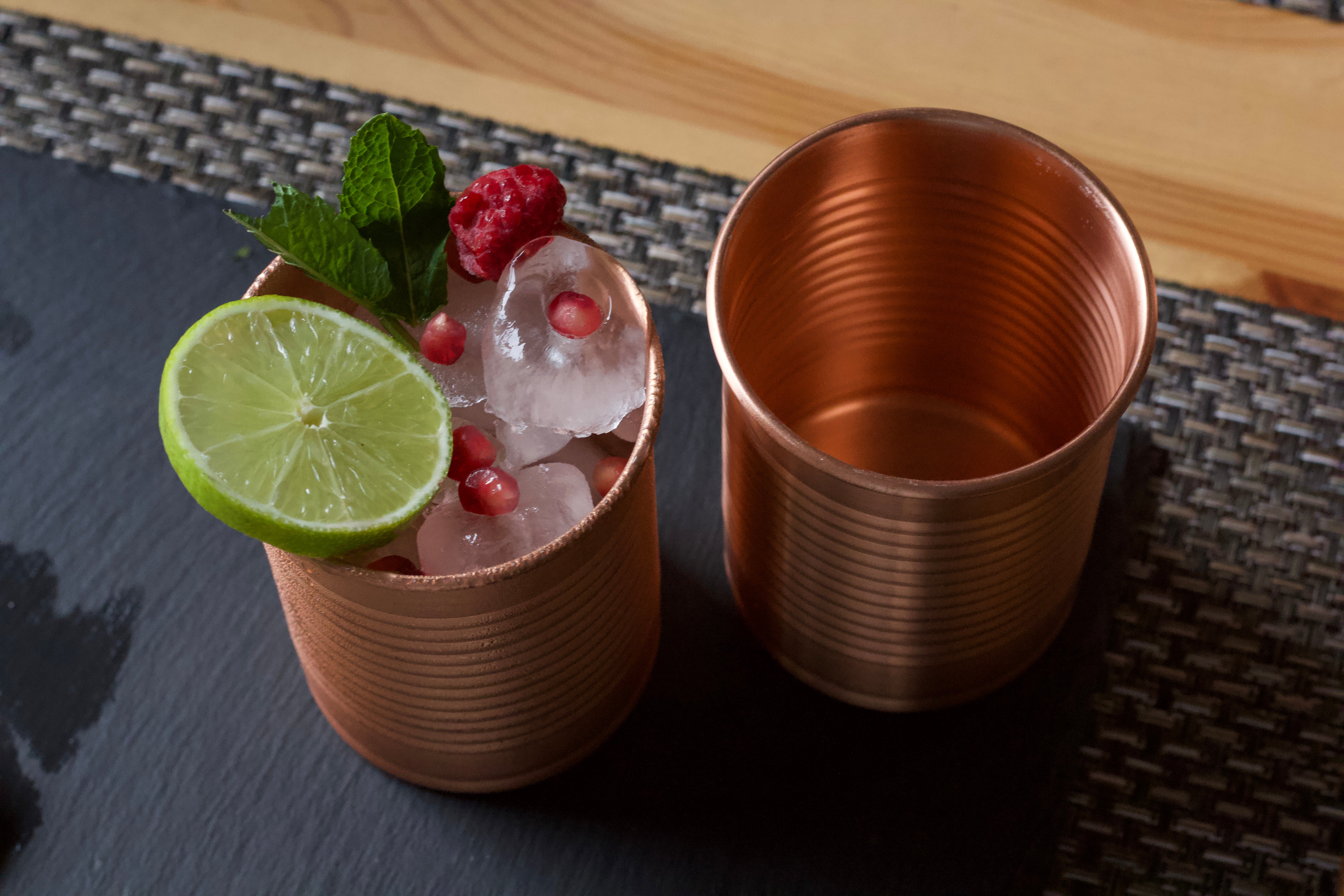 Premium Copper Cocktail Shaker Set of 2 - Professional Bar Mixing Tins for Home Bartending & Cocktail Parties - Ideal for Moscow Mule, Martini & Whiskey Sour