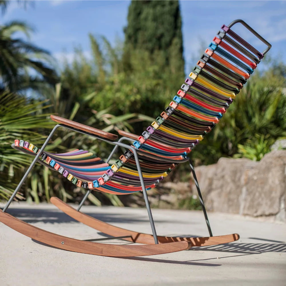 CLICK Outdoor Rocking Chair - Patio, Garden & Porch Relaxation - Comfortable All-Weather Wicker Rocking Chair for Backyard, Poolside & Deck Use