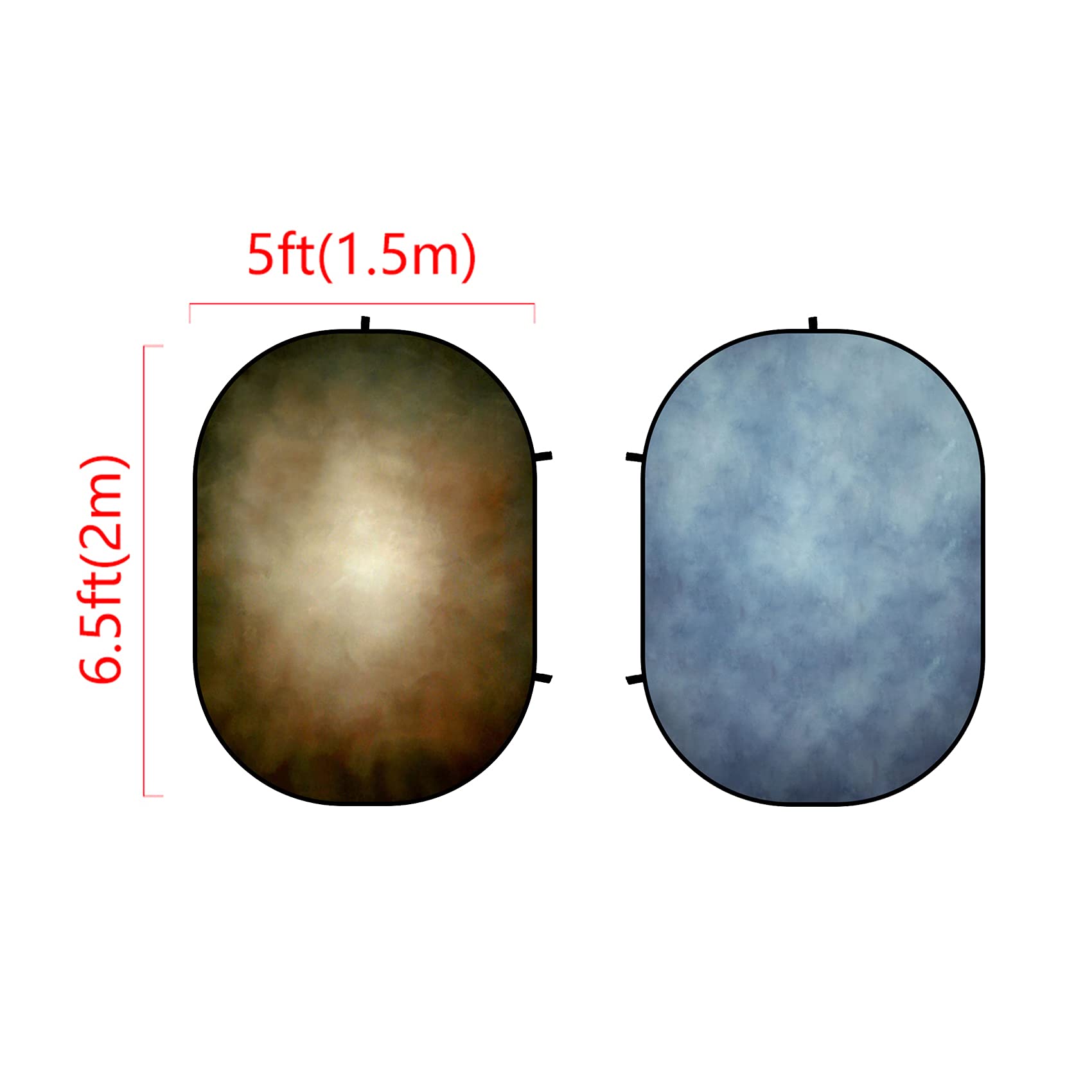 5x6.5ft (1.5x2m) Collapsible Blue Brown Textured Backdrop - Double Sided Folding Photo Background for Video Meetings, Live Streaming, YouTube Videos, and Professional Photography Studio Setup