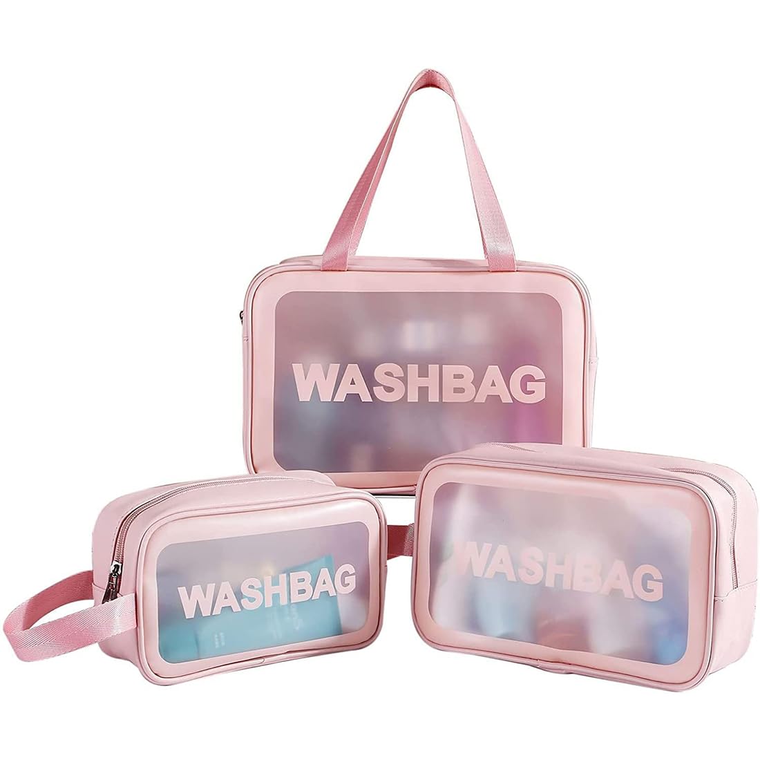 Travel Toiletry Bag Set for Women - 3 PCS Transparent Makeup Organizer for Travel Essentials