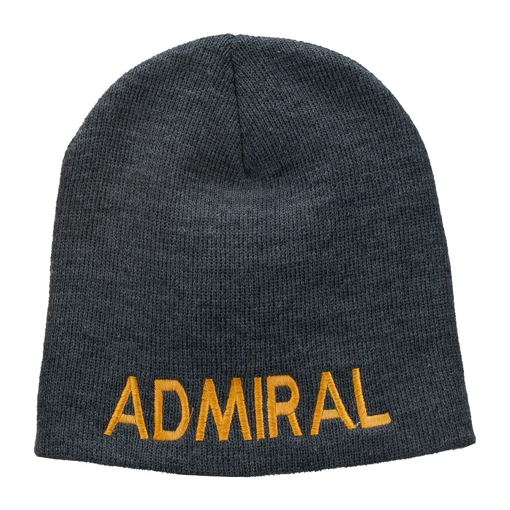 Admiral Embroidered Short Beanie for Men & Women - Winter Warm Knit Cap with Stylish Embroidery - Perfect for Outdoor Activities, Skiing, and Casual Wear | e4Hats.com