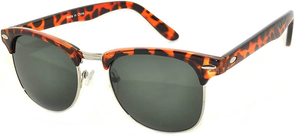 Vintage Retro Semi-Rimless Metal Plastic Sunglasses for Men & Women - UV400 Protection Smoke Lens | Perfect for Driving, Beach, Outdoor Activities & Fashion Accessories