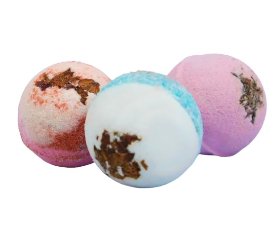 Organic Rose, Lavender & Oatmeal Bath Bomb Set - 100% Vegan, Relaxing Bath Bombs for Stress Relief & Self Care (Set of 3, 50g Each) - Perfect for Spa Nights, Gift Giving & Aromatherapy