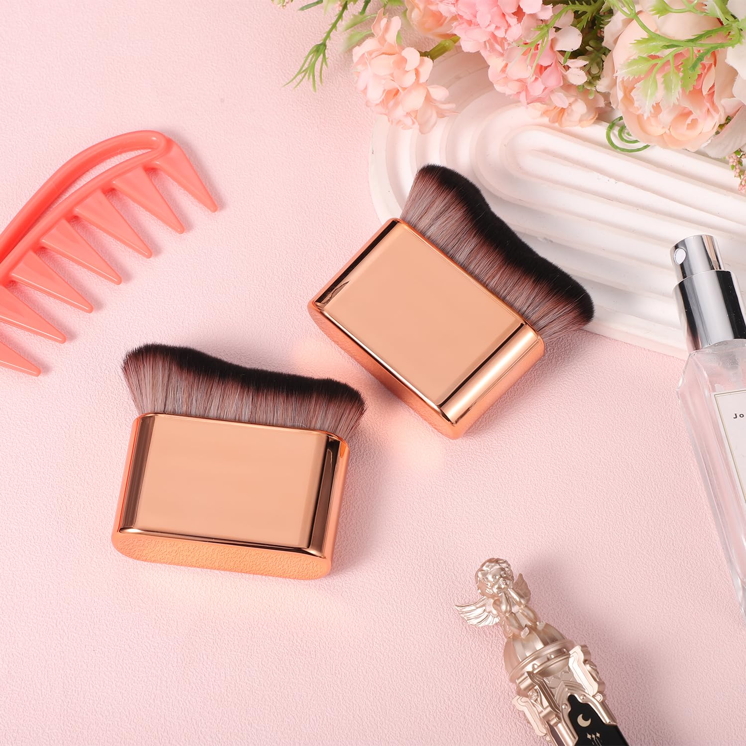 2pcs Self Tanning Brush - Soft Bristles for Legs, Arms & Body (Rose Gold) - Perfect for Sunless Tanning & Makeup
