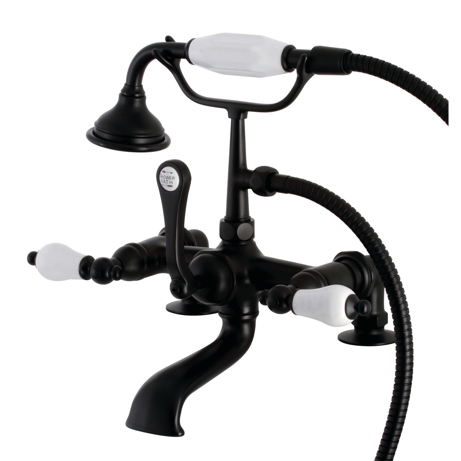 Vintage Matte Black Clawfoot Tub Faucet with Hand Shower - 3 Handle 2 Hole Deck Mount Bathroom Fixture for Classic & Modern Bathrooms | Perfect for Bathroom Renovation & Spa-Like Experience