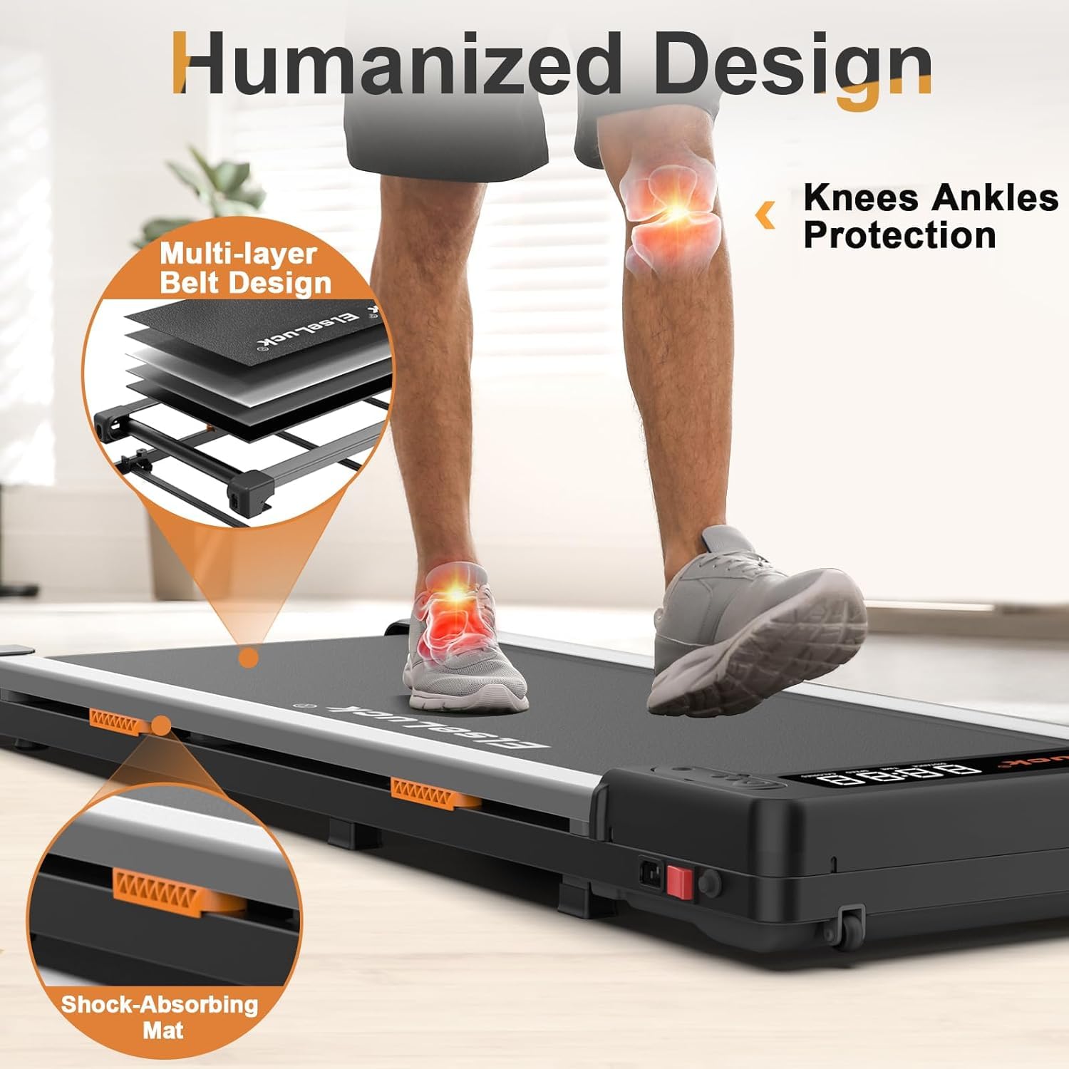 Elseluck 2 in 1 Under Desk Treadmill - Portable Walking Pad for Home & Office with Remote Control, LED Display - Perfect for Walking & Jogging at Home, Work or Small Spaces