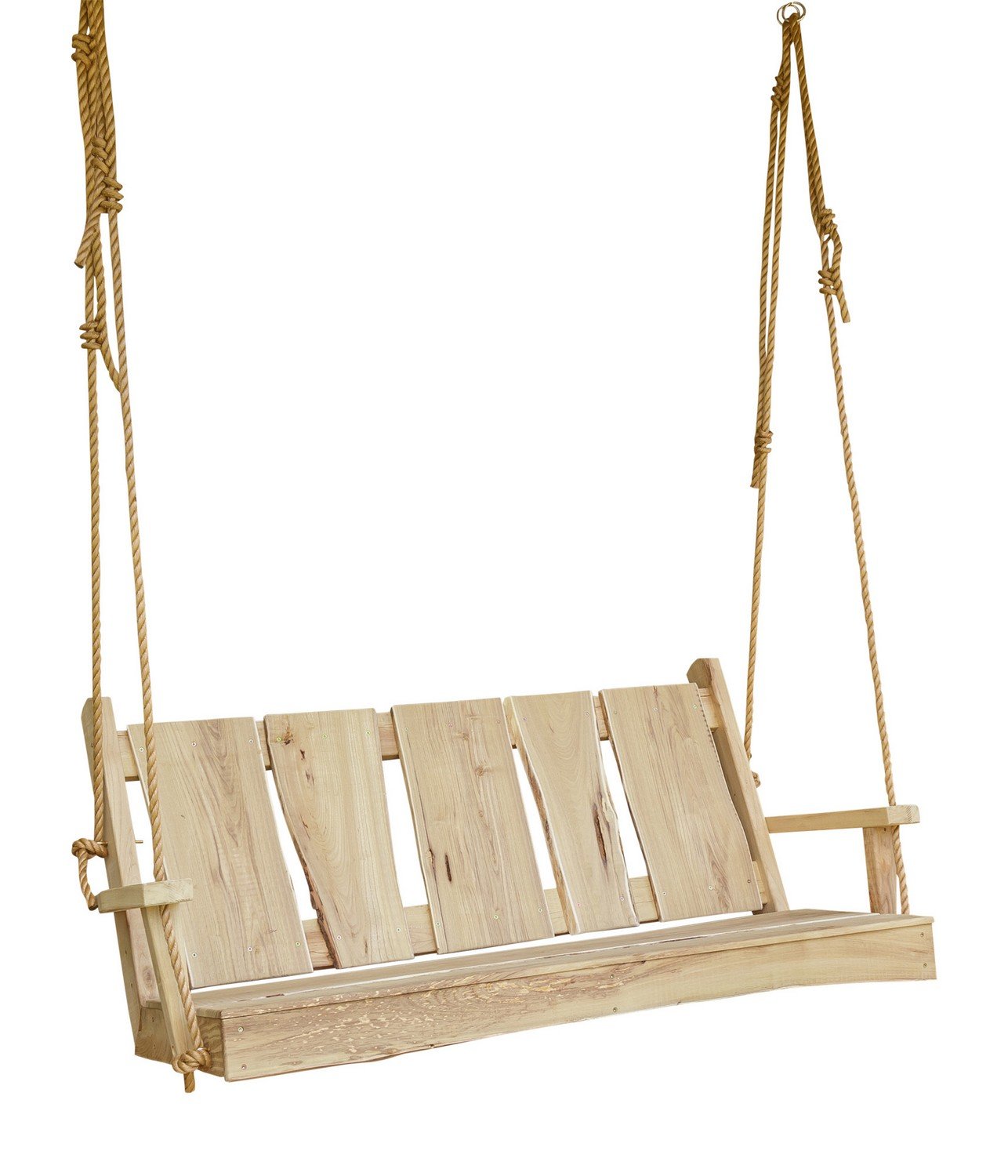 A&L Furniture Blue Mountain Timberland Swing with Rope - Heavy Duty Wooden Porch Swing for Outdoor Garden, Patio, Backyard Relaxation