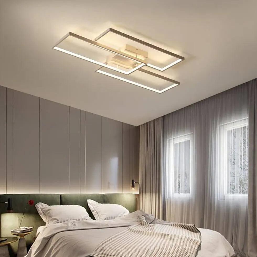 Modern Rectangular Geometric Black LED Ceiling Light Fixture - Energy Efficient Dimmable Lighting for Living Room, Bedroom, Kitchen & Office