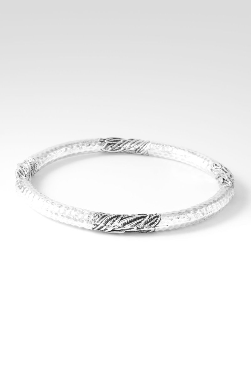 Peace Be Still Bangle™ in Leaves - Elegant Leaf Design Silver Bracelet for Women | Spiritual Jewelry Gift for Meditation, Yoga & Daily Wear