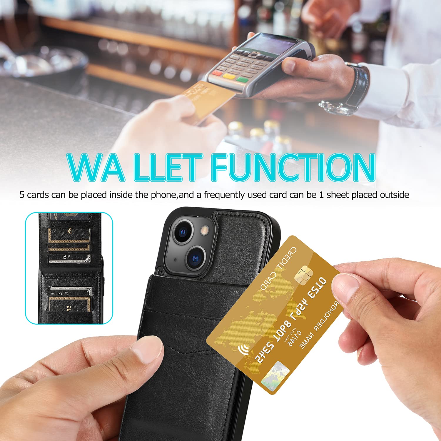Premium PU Leather Wallet Case for iPhone 13 Pro (6.1