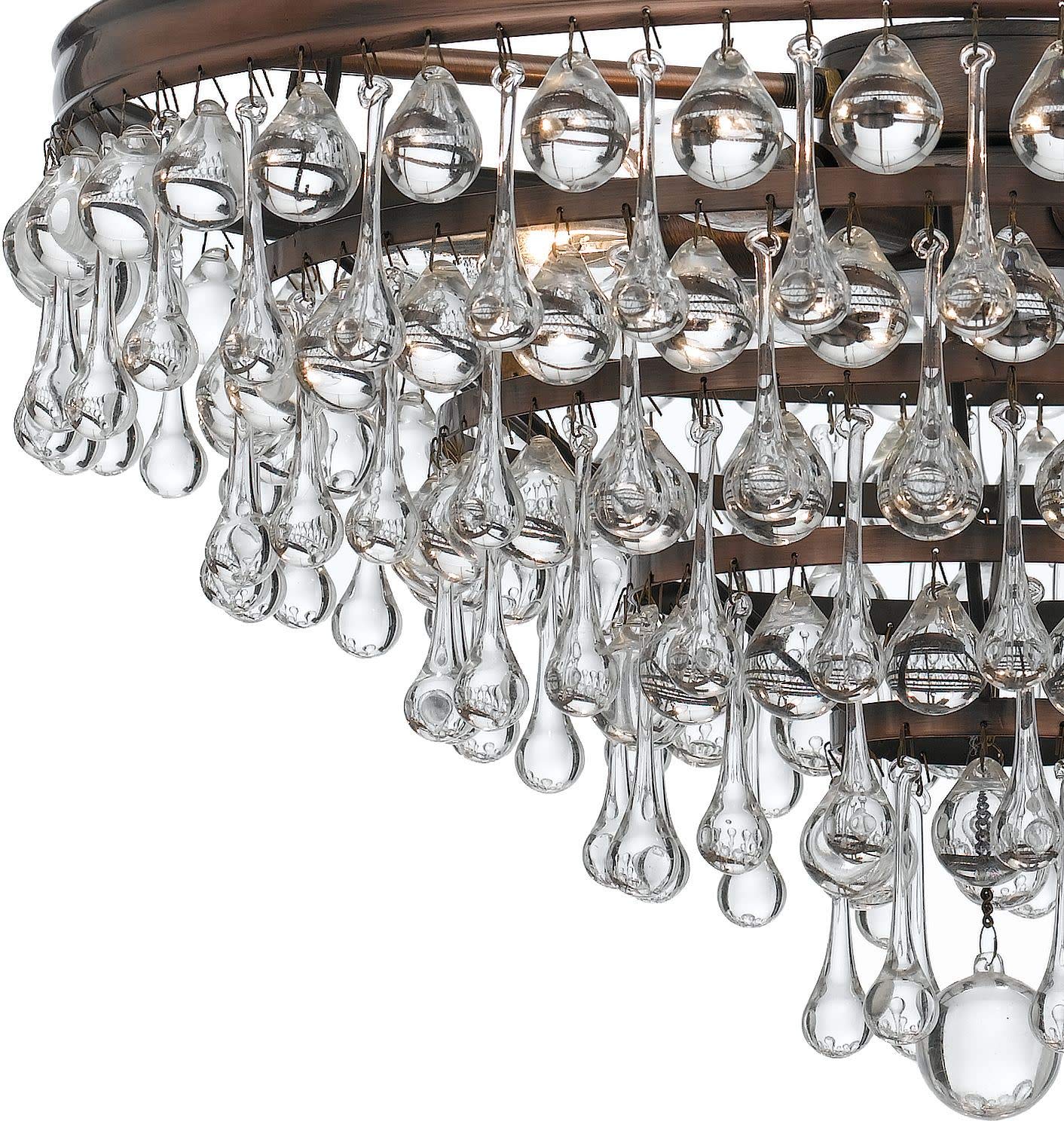 Crystorama Calypso 6-Light Crystal Chandelier with Teardrop Accents in Vibrant Gold - Elegant Dining Room Lighting for Home Decor