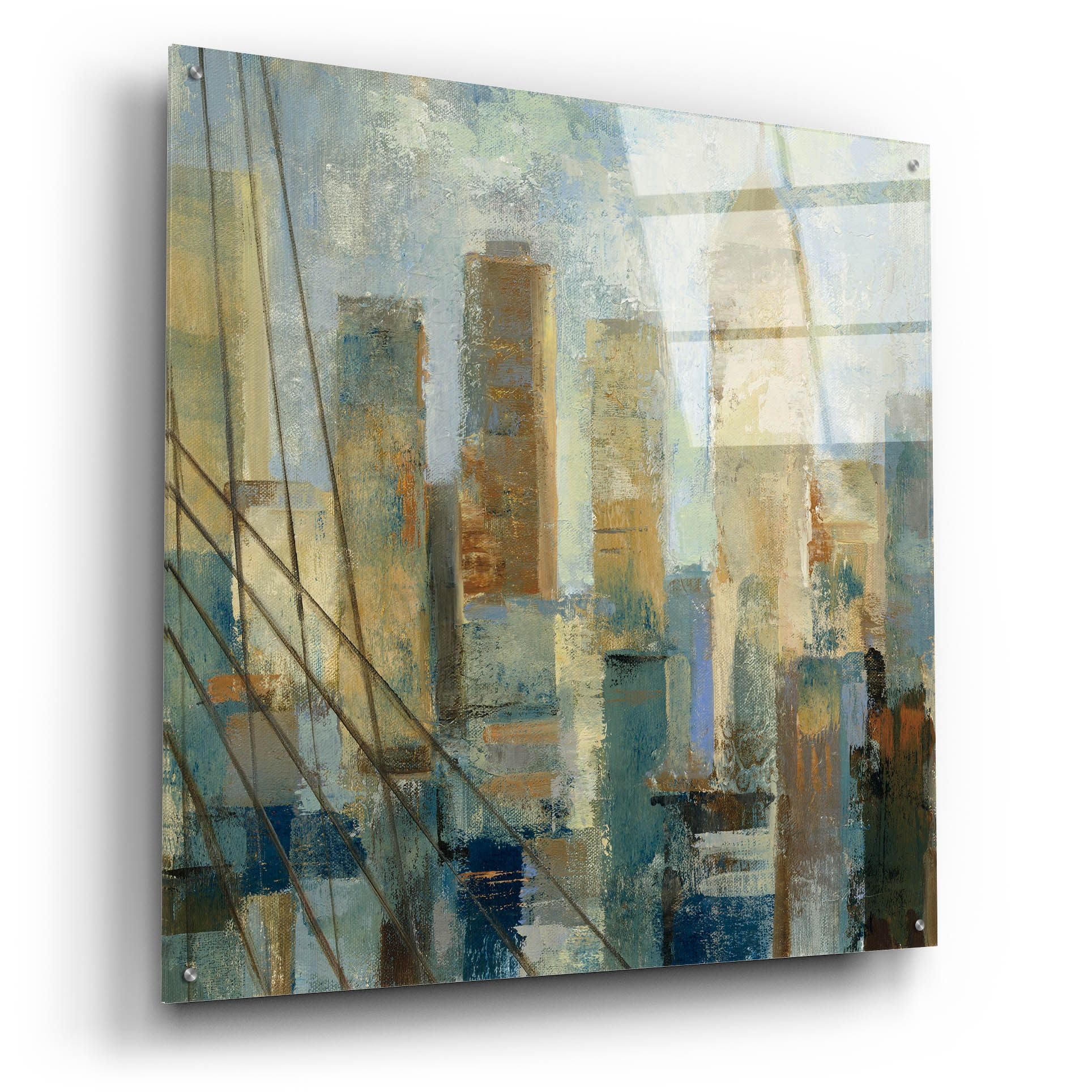 Silvia Vassileva Manhattan Sketches V Acrylic Glass Wall Art - 36x36 Inches Modern Abstract Painting for Living Room, Office & Bedroom Decor